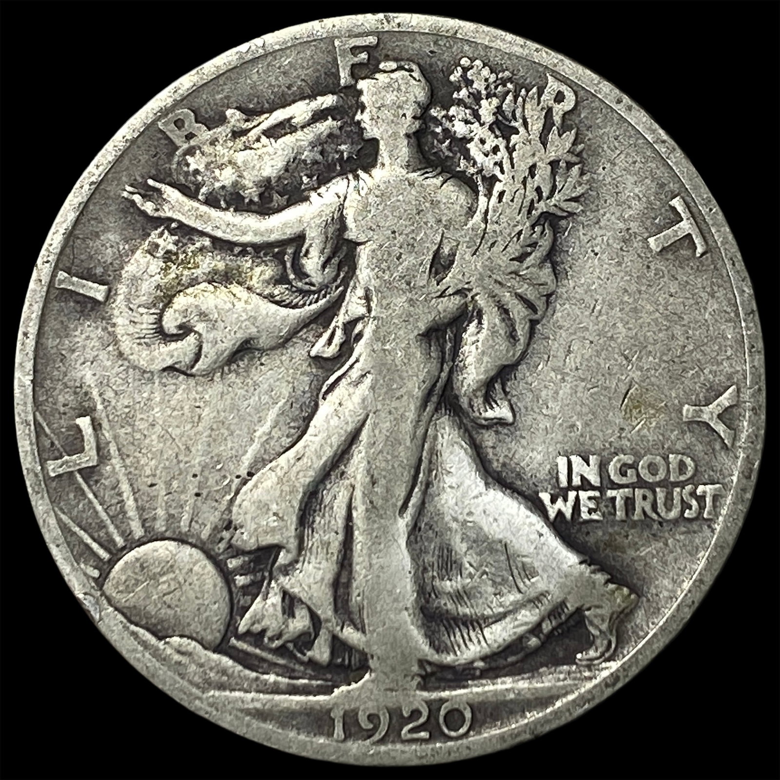 1920-S Silver Walking Liberty Half Dollar NICELY CIRCULATED (1 of 2)