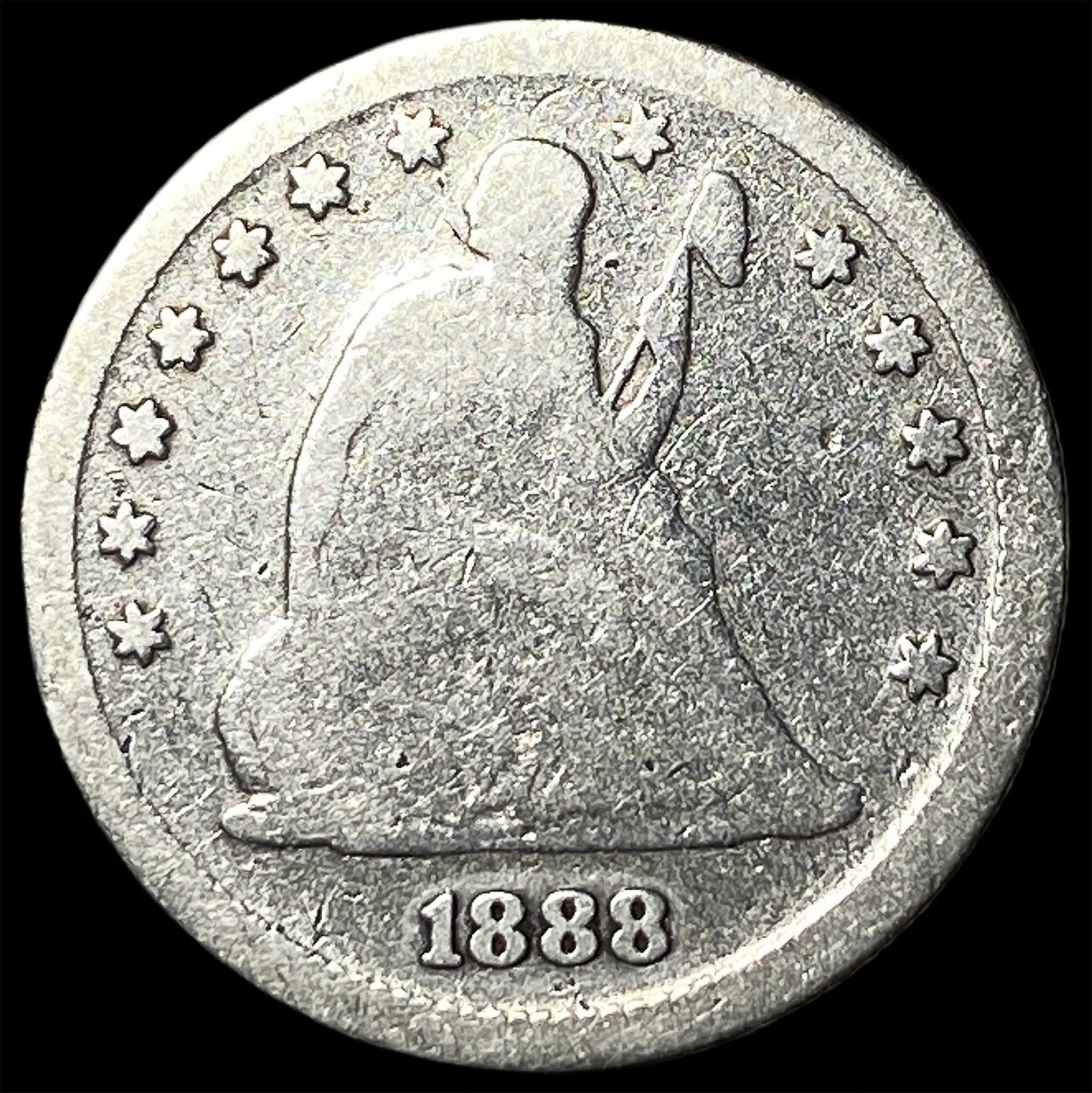 1888-S Silver Seated Liberty Quarter NICELY CIRCULATED: 1888-S Silver Seated Liberty Quarter NICELY CIRCULATED