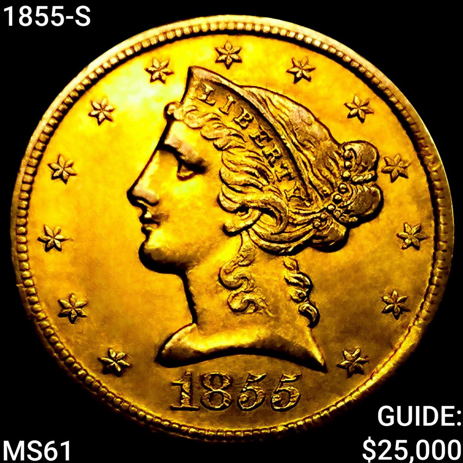1855-S $5 Gold Half Eagle (1 of 2)