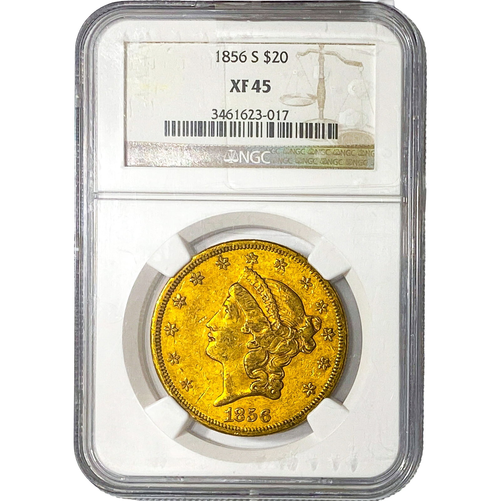 1856-S $20 Gold Double Eagle NGC XF45 (1 of 4)