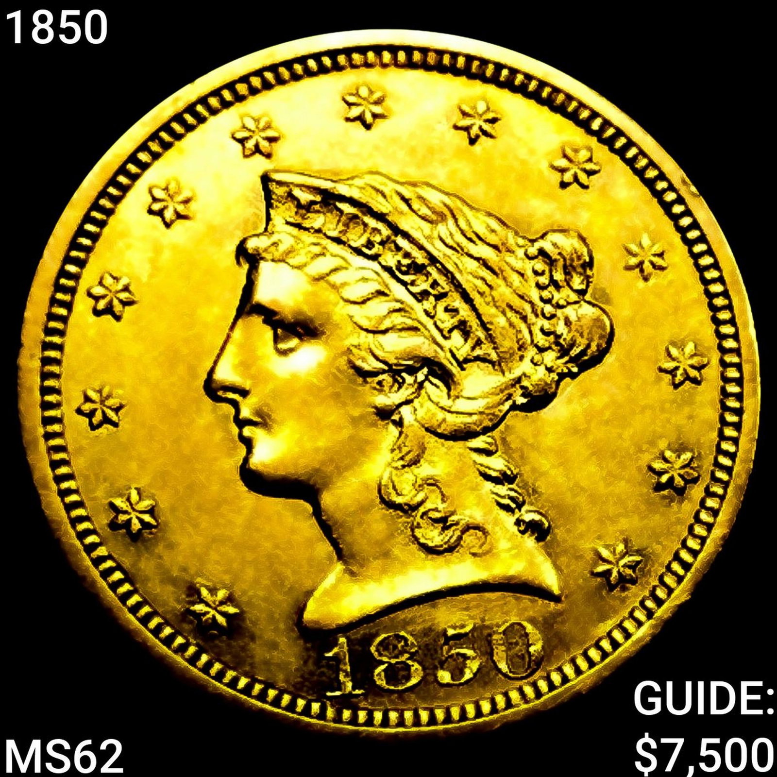 1850 $2.50 Gold Quarter Eagle: 1850 $2.50 Gold Quarter Eagle