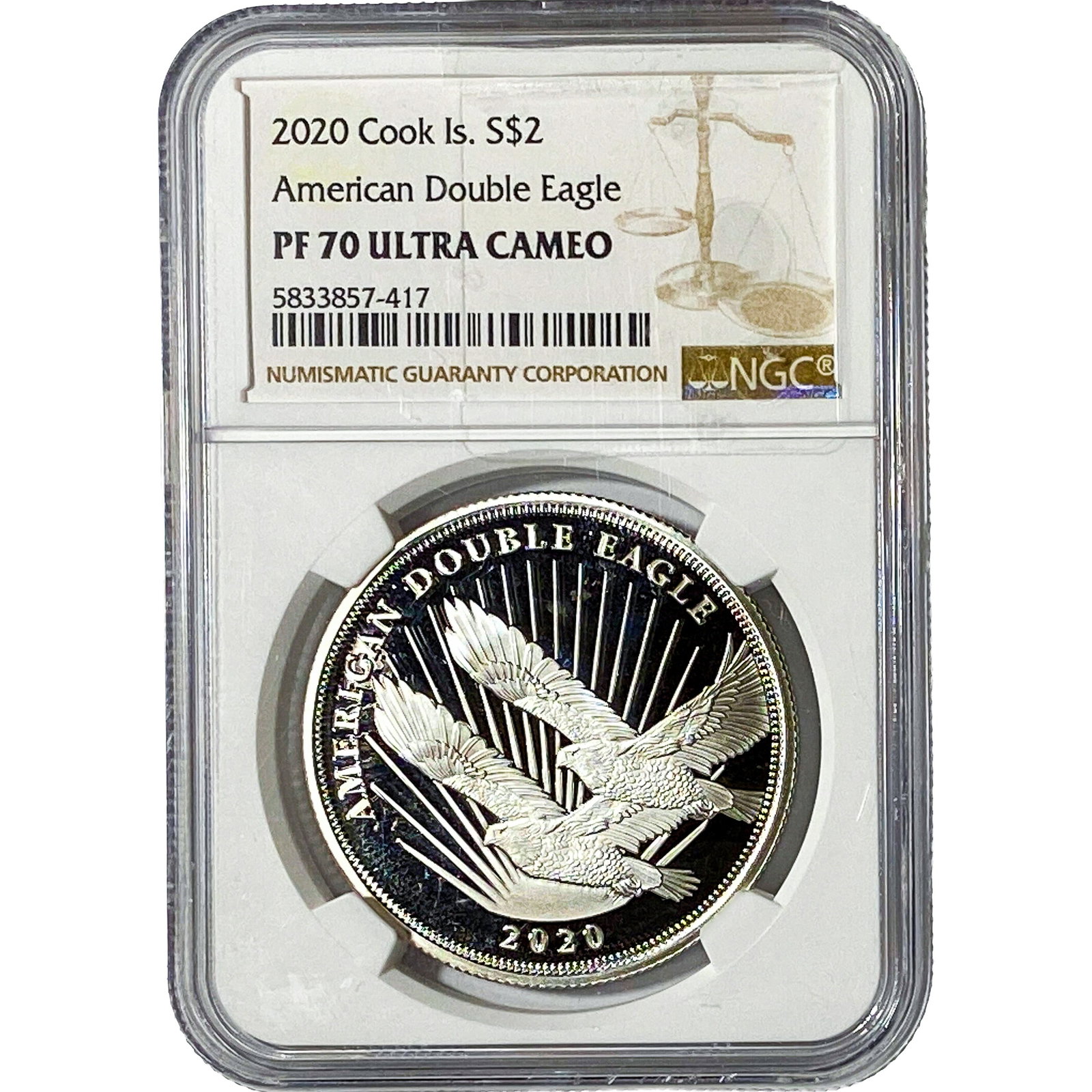 2020 Cook Island 1/2oz Silver Dbl Eagle $2 PF70: 2020 Cook Island 1/2oz Silver Dbl Eagle $2 PF70