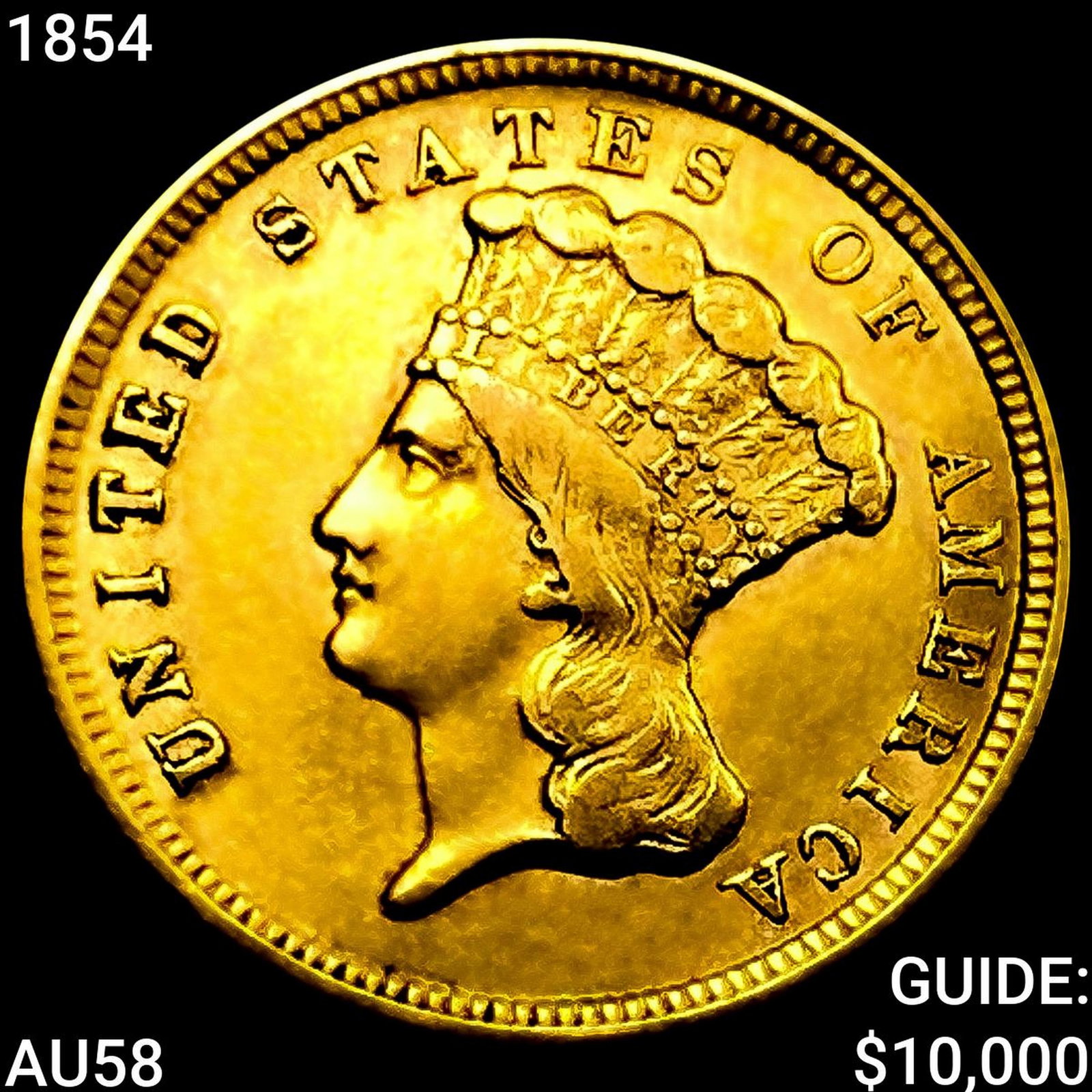 1854 $2.50 Gold Quarter Eagle: 1854 $2.50 Gold Quarter Eagle