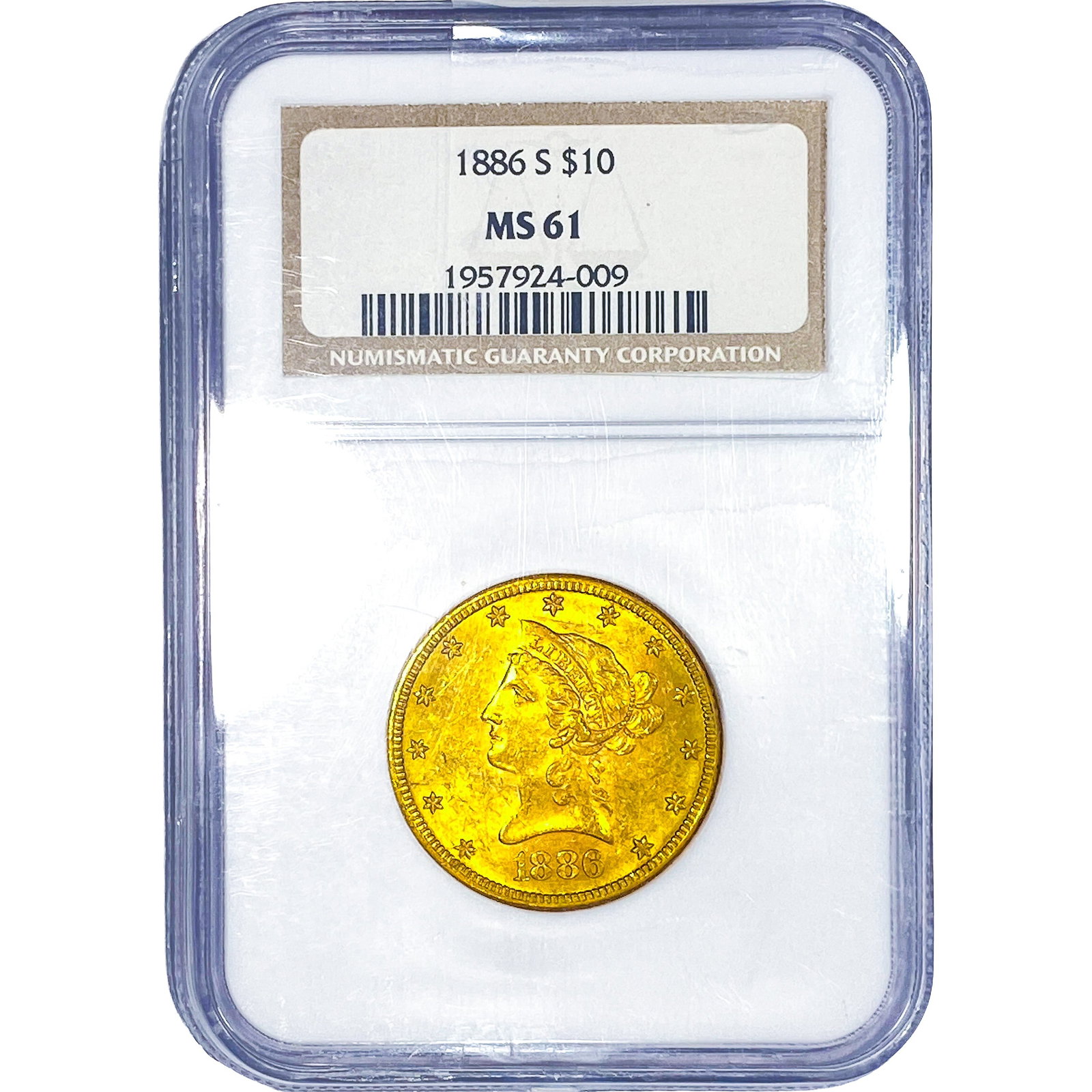 1886 $10 Gold Eagle NGC MS61: 1886 $10 Gold Eagle NGC MS61