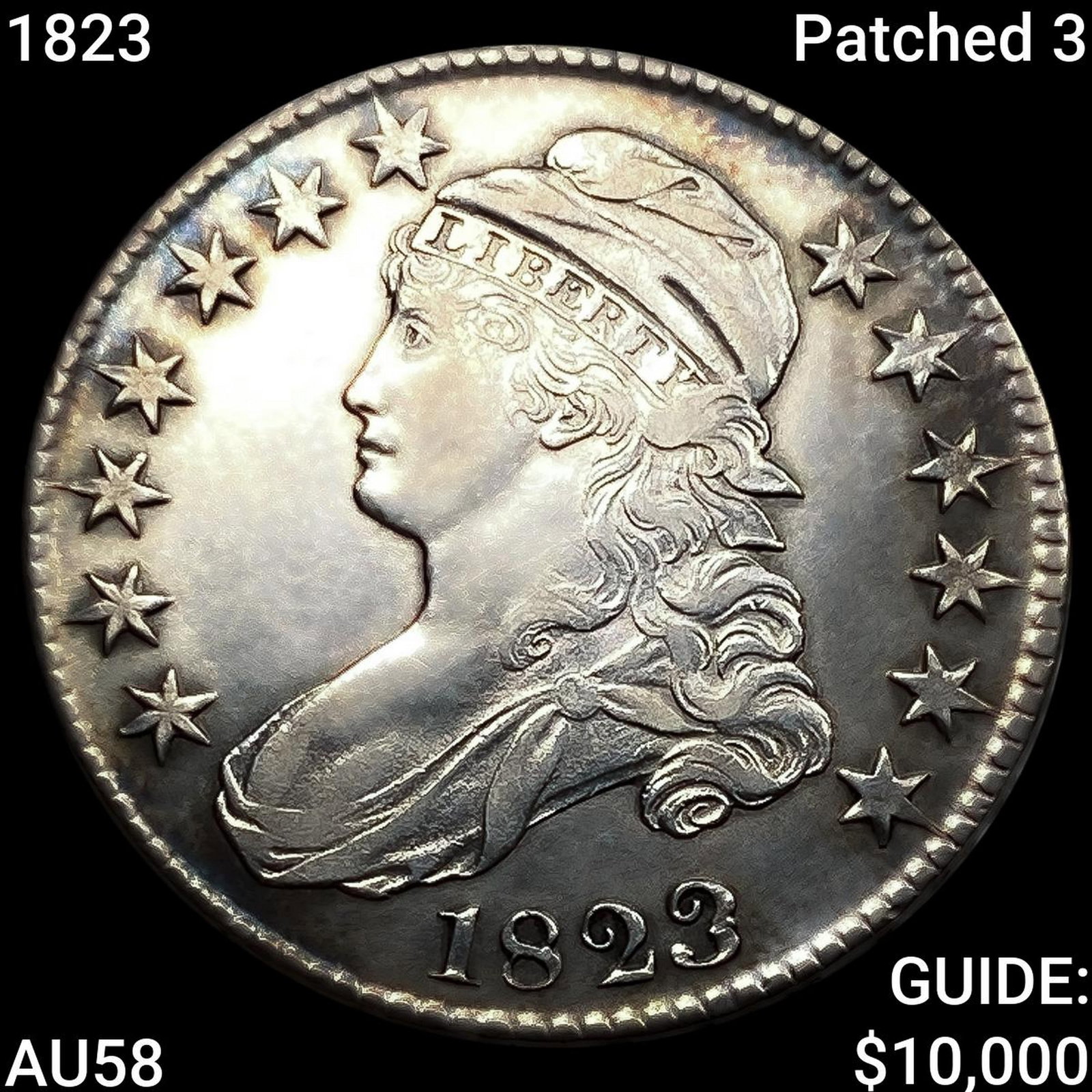 1823 Patched 3 Capped Bust Half Dollar (1 of 2)