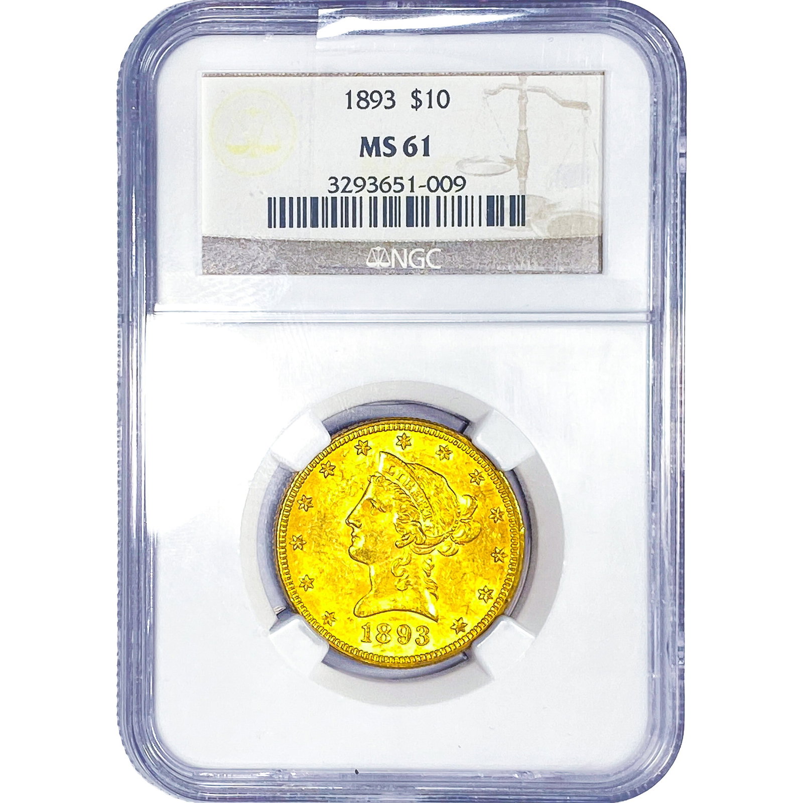 1893 $10 Gold Eagle NGC MS61: 1893 $10 Gold Eagle NGC MS61