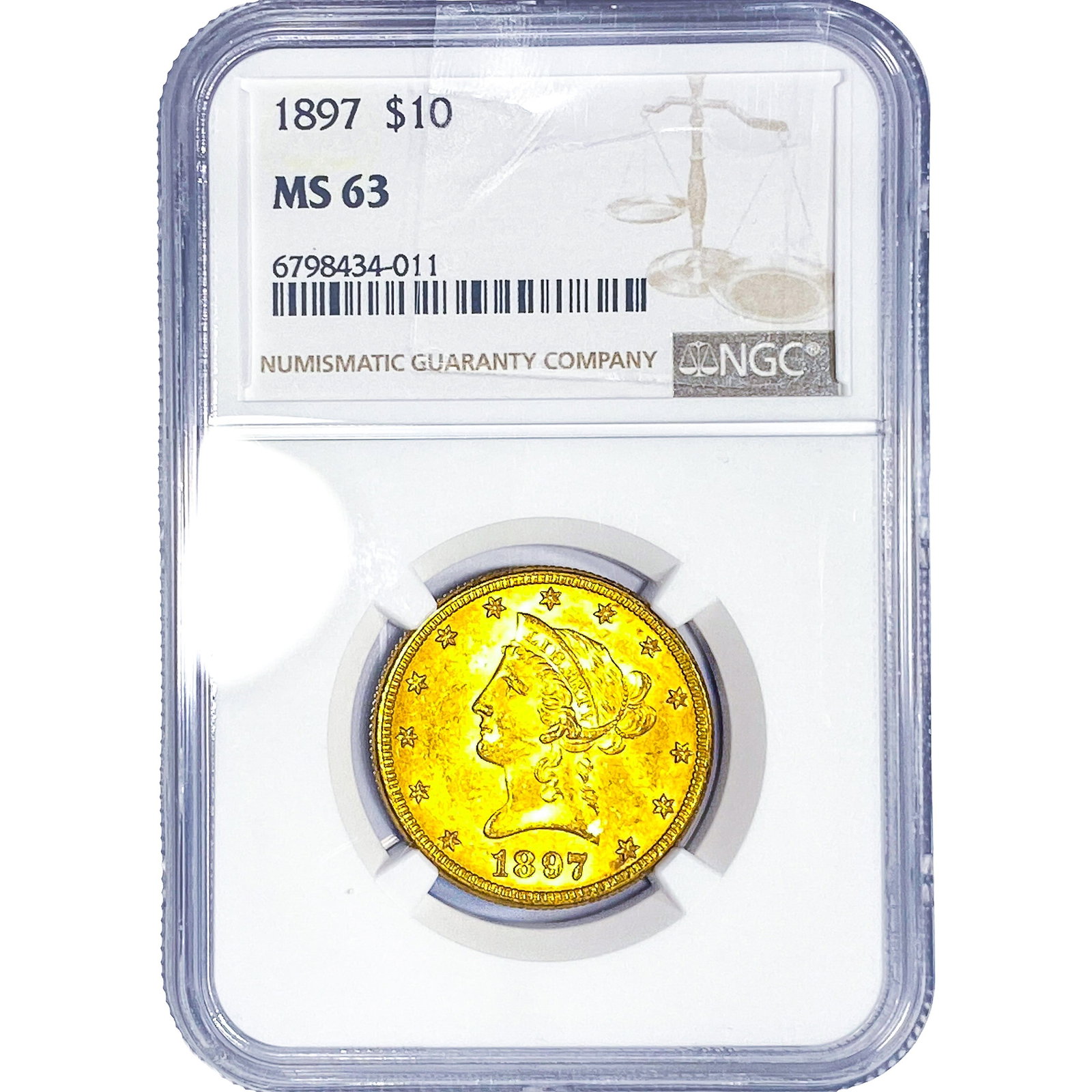1897 $10 Gold Eagle NGC MS63: 1897 $10 Gold Eagle NGC MS63