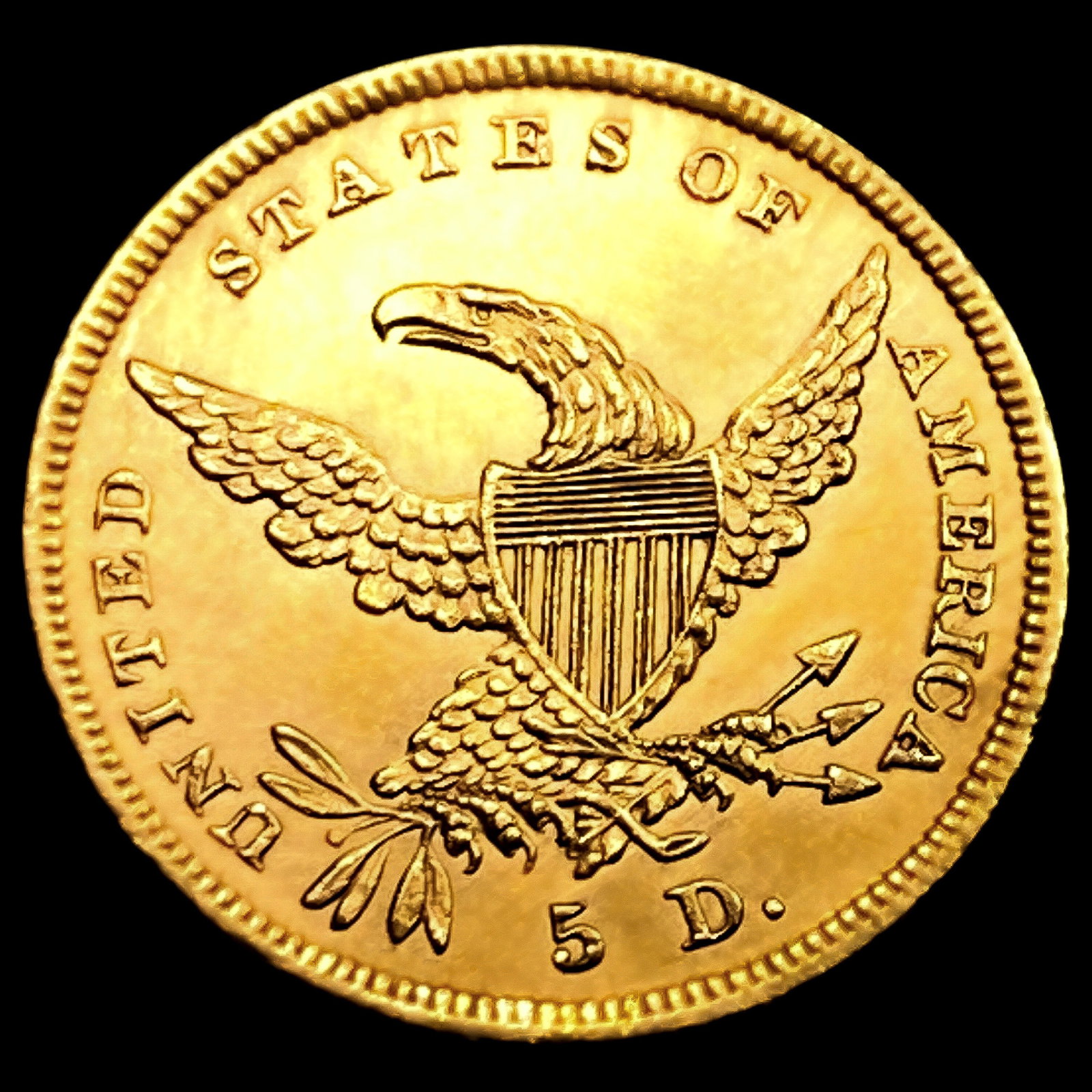 1838 $5 Gold Half Eagle UNCIRCULATED - 2