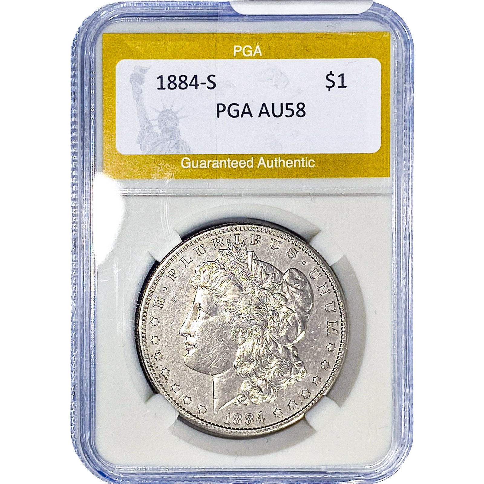 1884-S Morgan Silver Dollar PGA AU58: 1884-S Morgan Silver Dollar PGA AU58