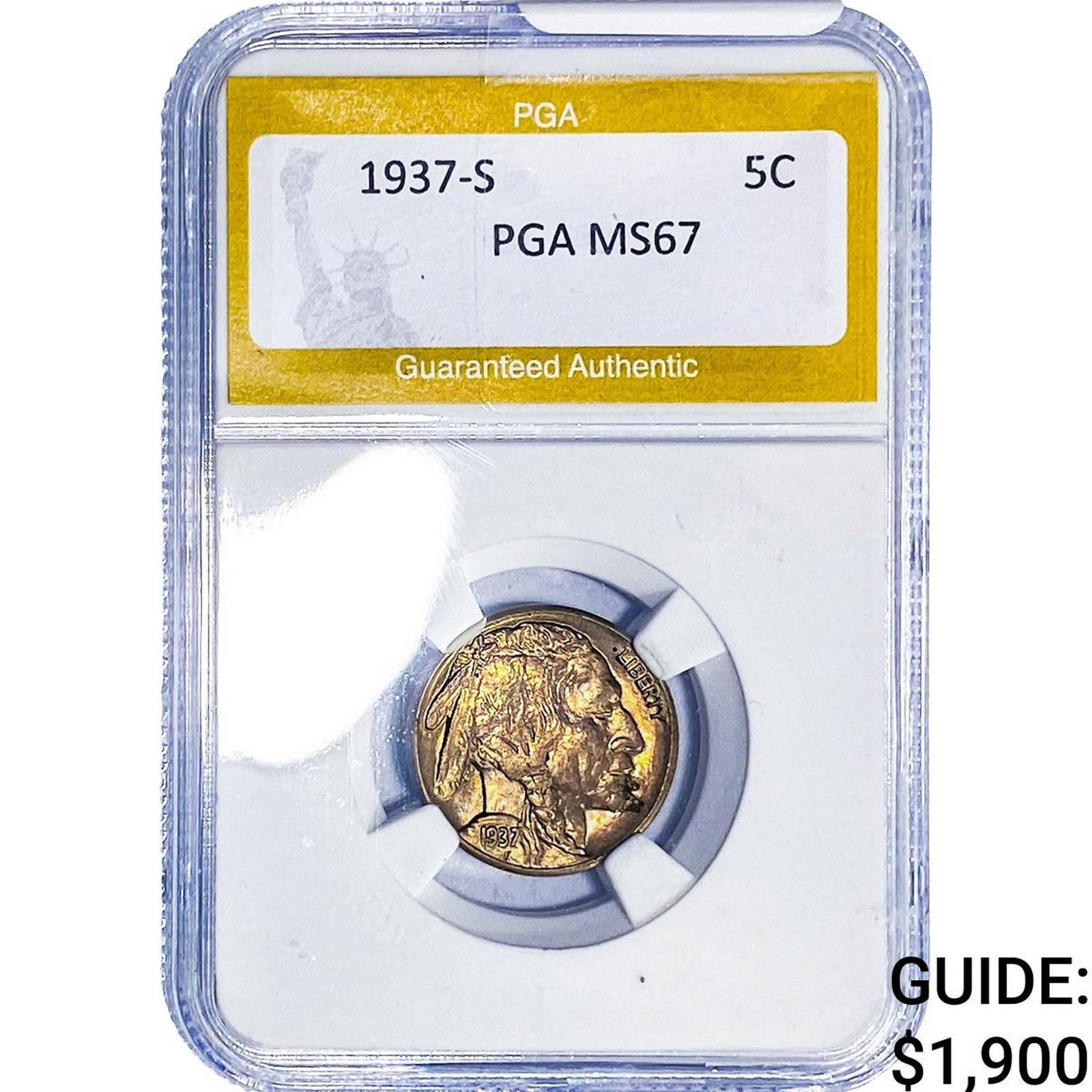 1937-S Buffalo Nickel PGA MS67: 1937-S Buffalo Nickel PGA MS67