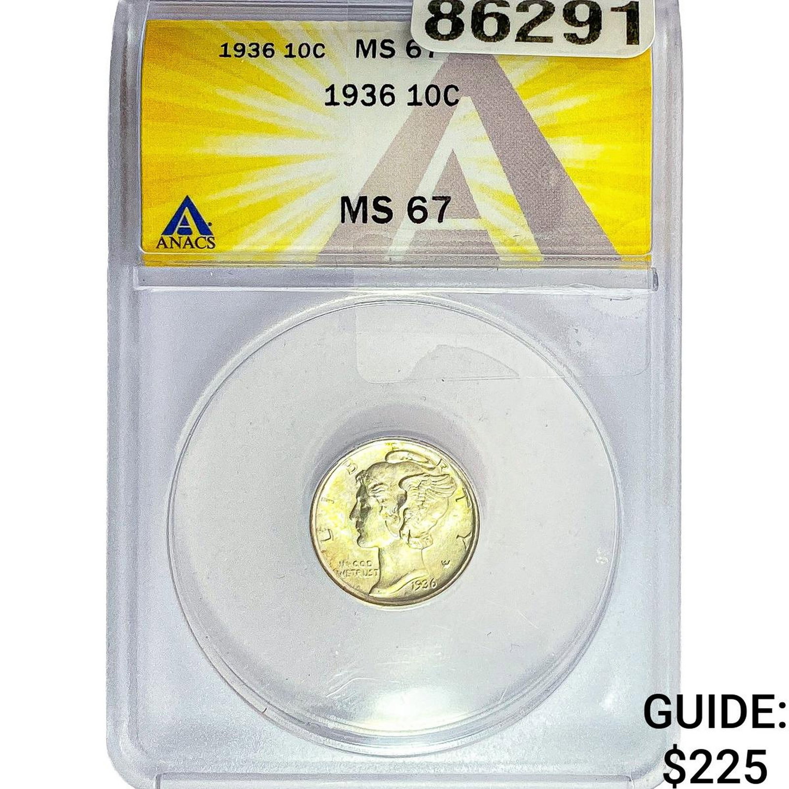 1936 Mercury Silver Dime ANACS MS67: 1936 Mercury Silver Dime ANACS MS67