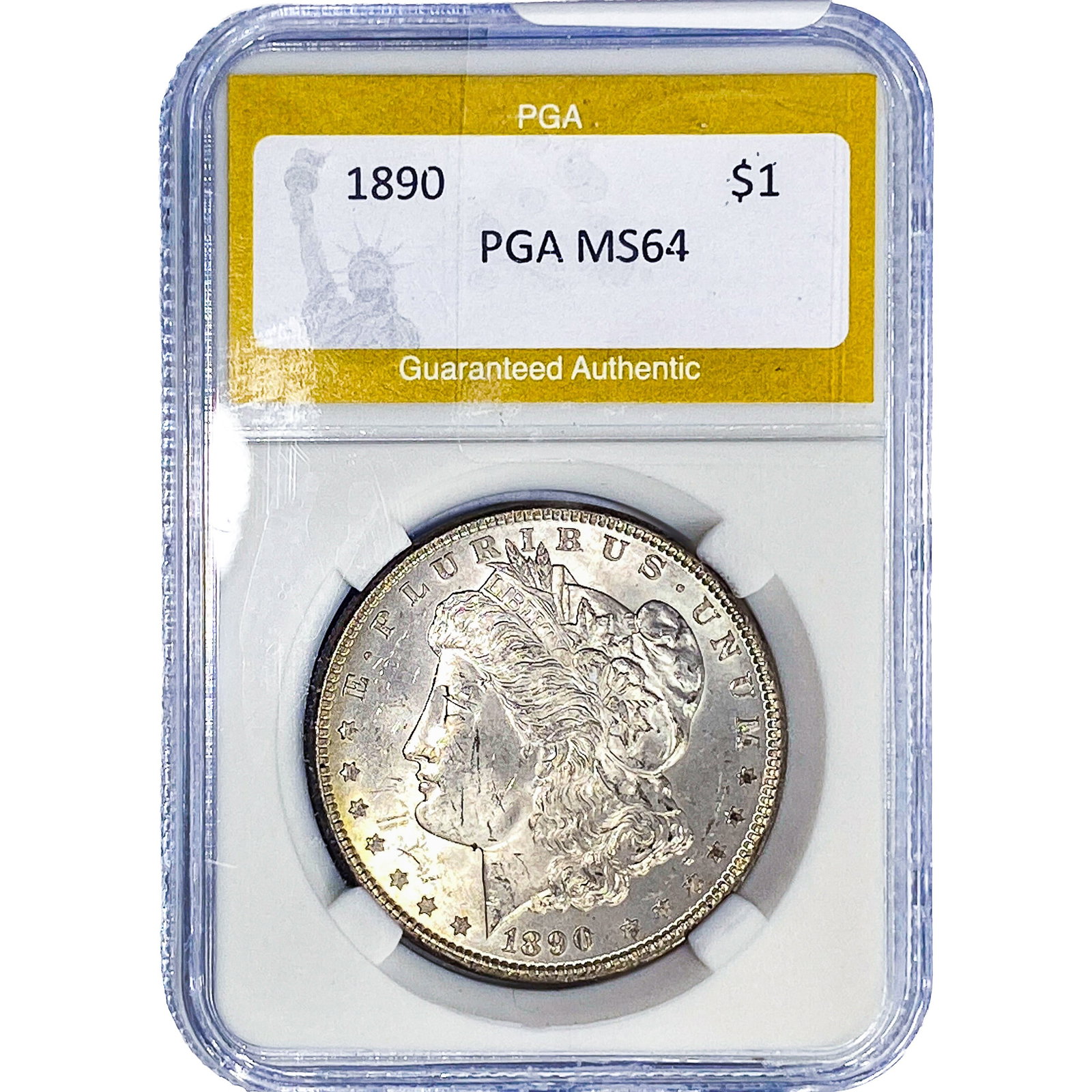 1890 Morgan Silver Dollar PGA MS64: 1890 Morgan Silver Dollar PGA MS64