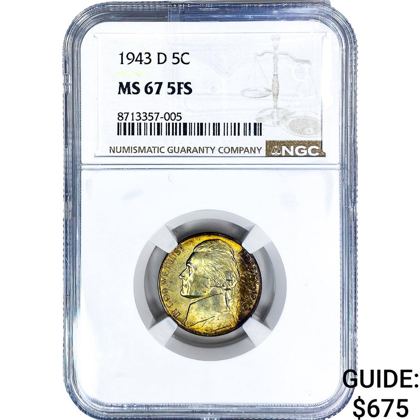 1943-D Jefferson Nickel NGC MS67 5FS (1 of 2)