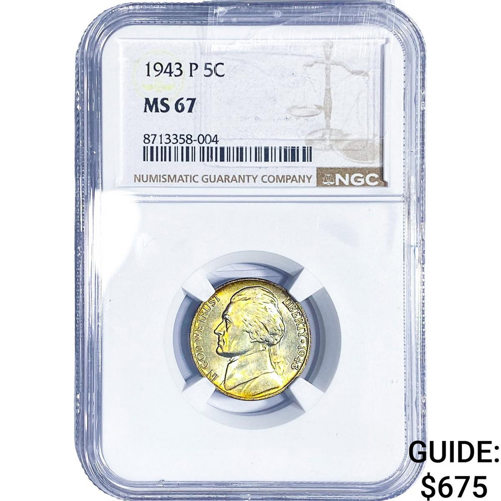 1943-P Jefferson Nickel NGC MS67 (1 of 2)