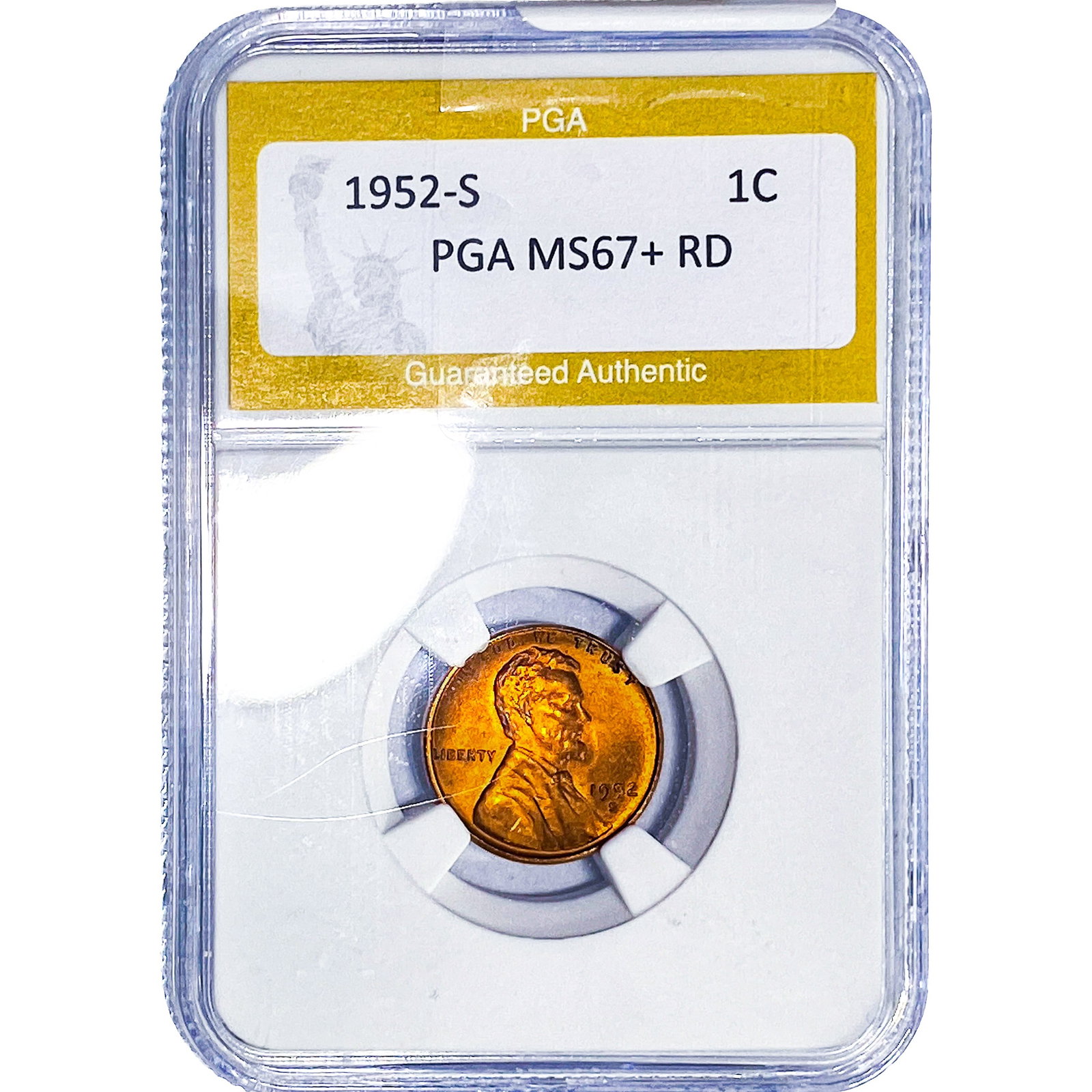 1952-S Wheat Cent PGA MS67+ RD: 1952-S Wheat Cent PGA MS67+ RD