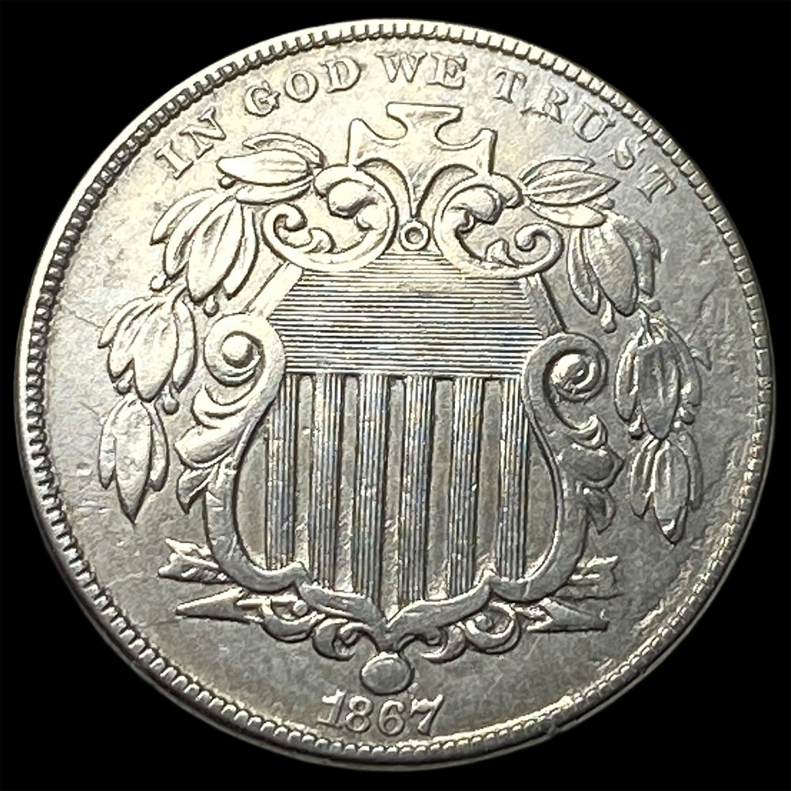 1867 Shield Nickel CLOSELY UNCIRCULATED: 1867 Shield Nickel CLOSELY UNCIRCULATED