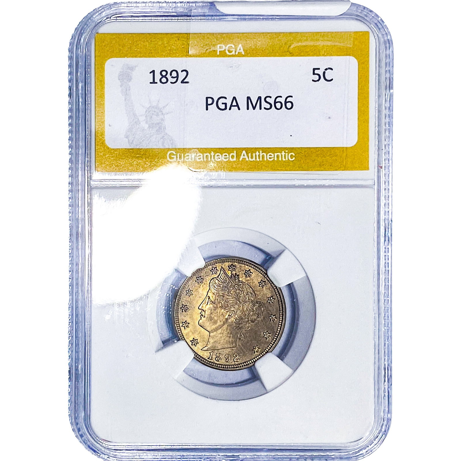 1892 Liberty Victory Nickel PGA MS66: 1892 Liberty Victory Nickel PGA MS66