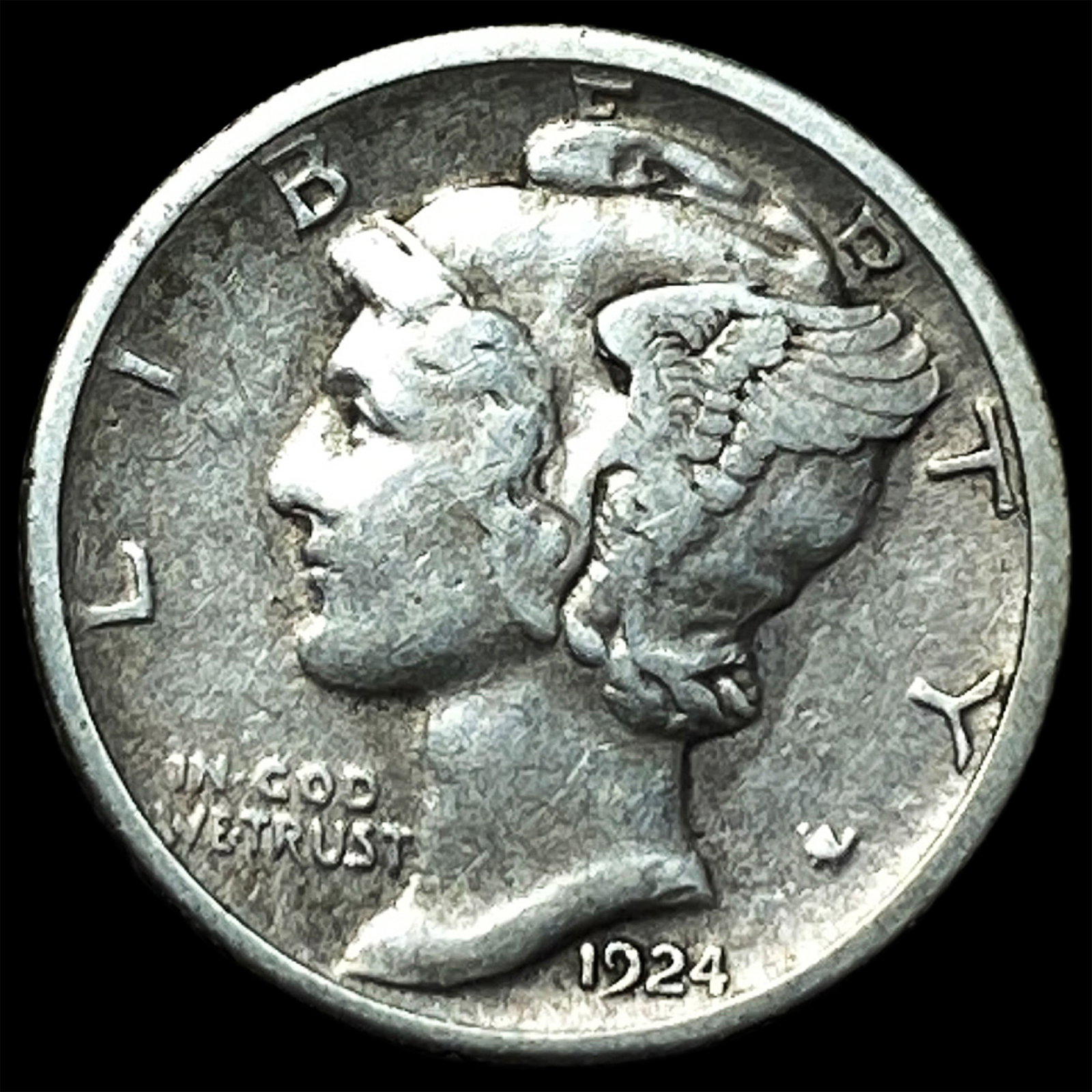 1924-S Silver Mercury Dime CLOSELY UNCIRCULATED: 1924-S Silver Mercury Dime CLOSELY UNCIRCULATED