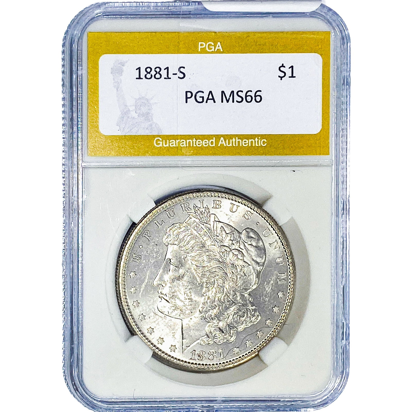 1881-S Morgan Silver Dollar PGA MS66: 1881-S Morgan Silver Dollar PGA MS66