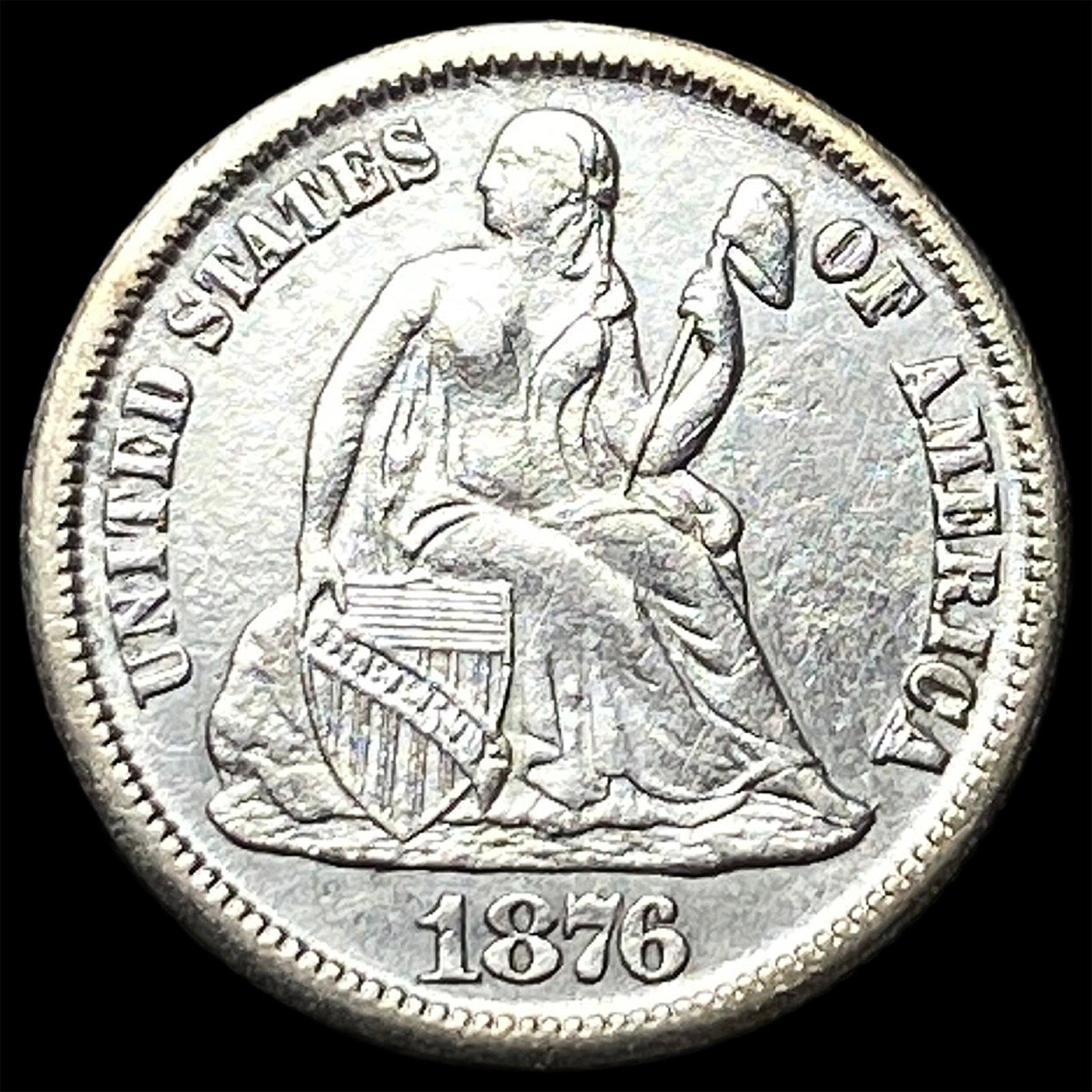1876-CC Silver Seated Liberty Dime UNCIRCULATED: 1876-CC Silver Seated Liberty Dime UNCIRCULATED
