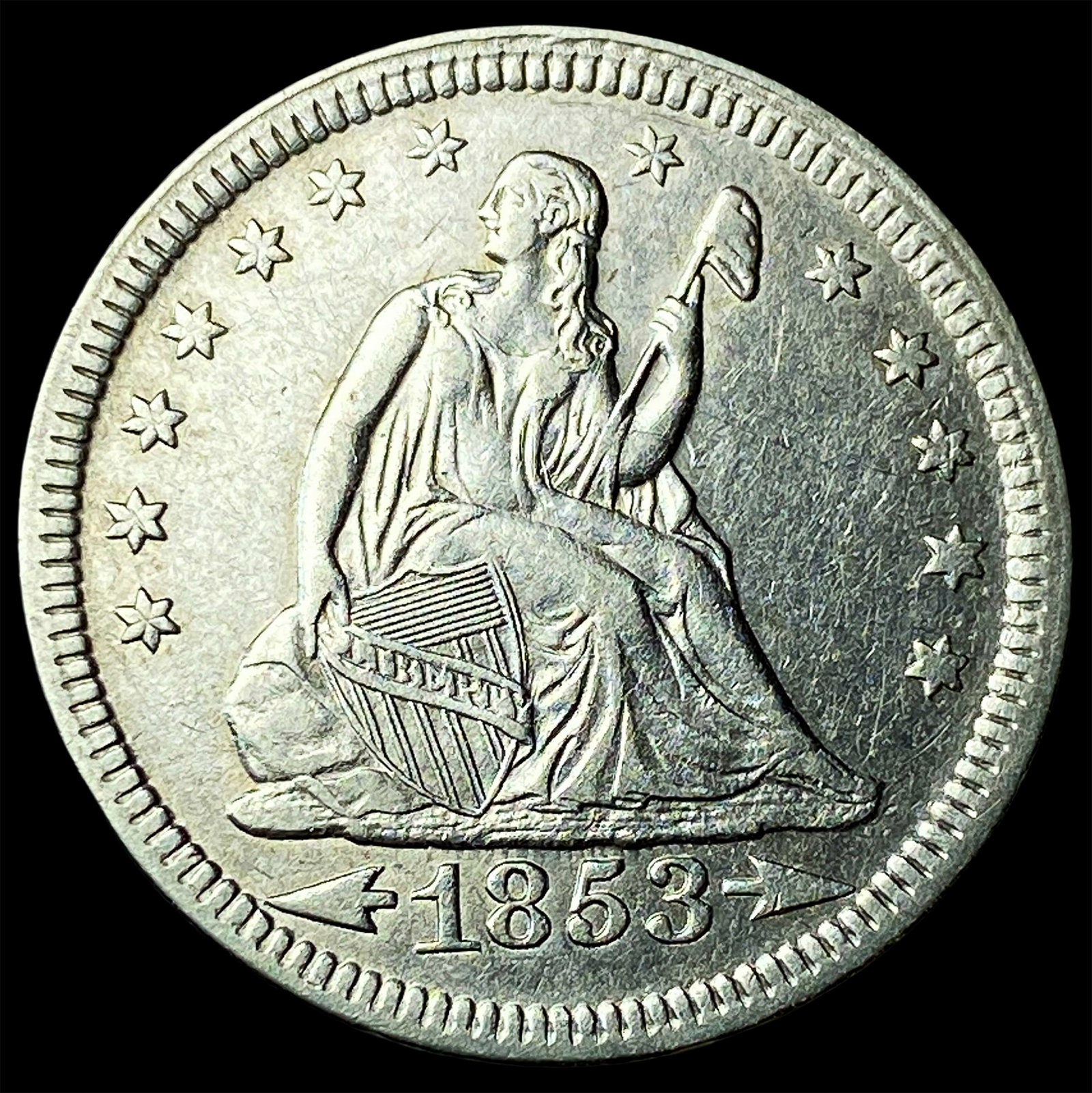 1853 Arrows/Rays Seated Liberty Quarter UNCIRCULATED (1 of 2)