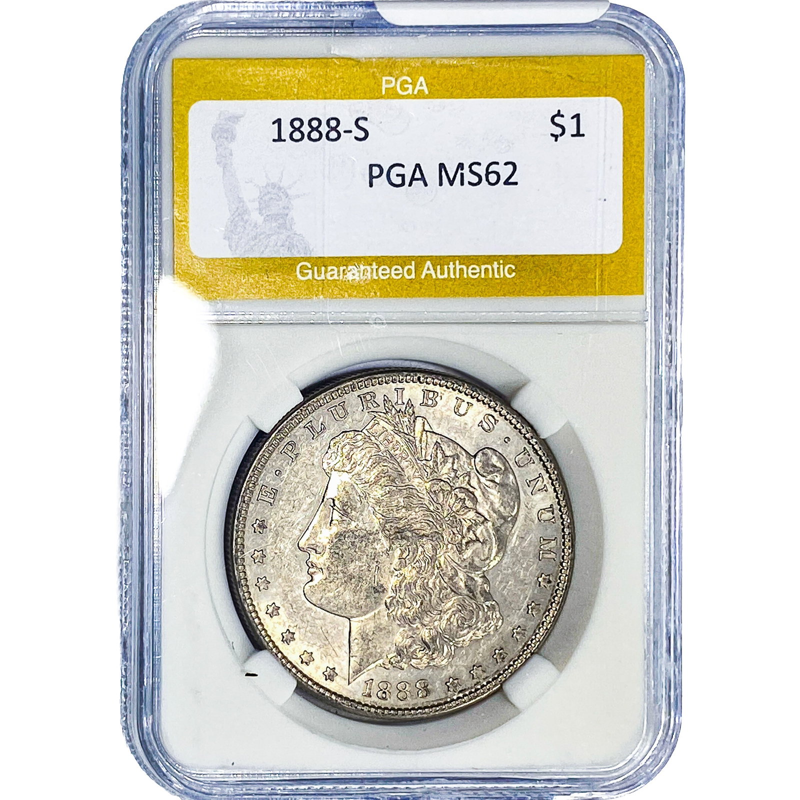 1888-S Morgan Silver Dollar PGA MS62: 1888-S Morgan Silver Dollar PGA MS62