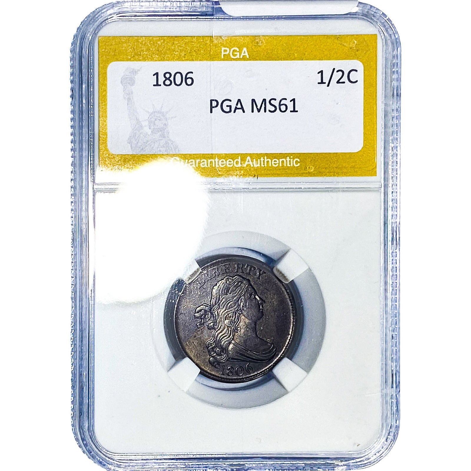 1806 Draped Bust Half Cent PGA MS61 (1 of 2)
