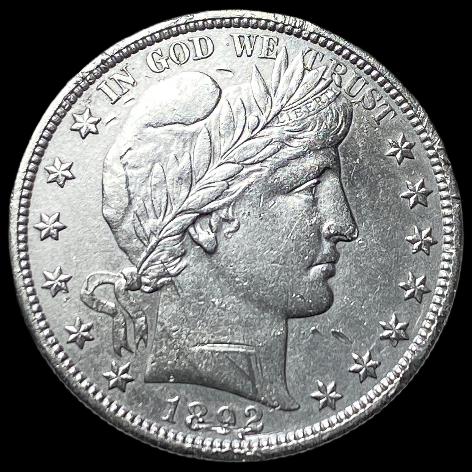 1892-S Silver Barber Half Dollar CLOSELY UNCIRCULATED: 1892-S Silver Barber Half Dollar CLOSELY UNCIRCULATED