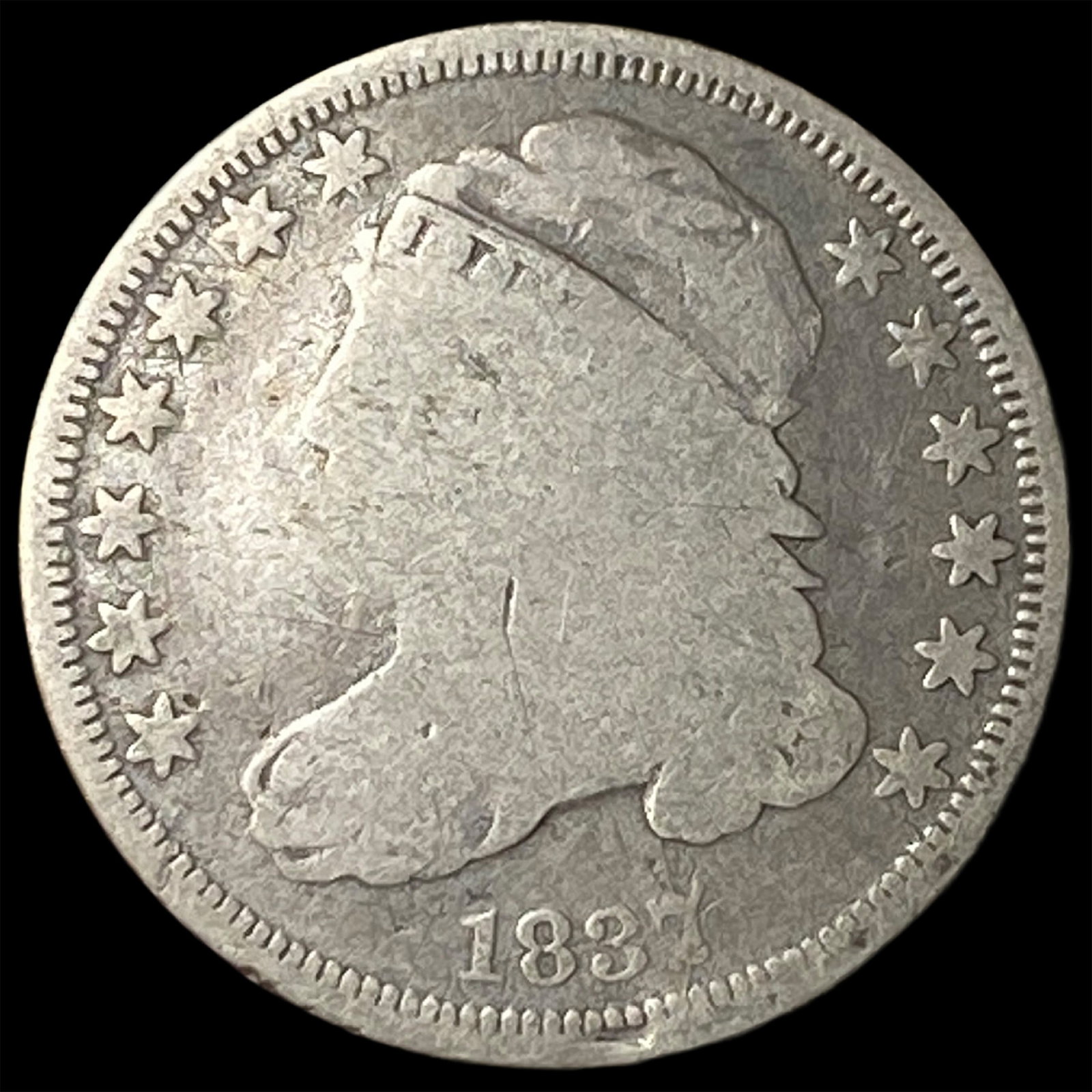 1837 Capped Bust Dime LIGHTLY CIRCULATED: 1837 Capped Bust Dime LIGHTLY CIRCULATED