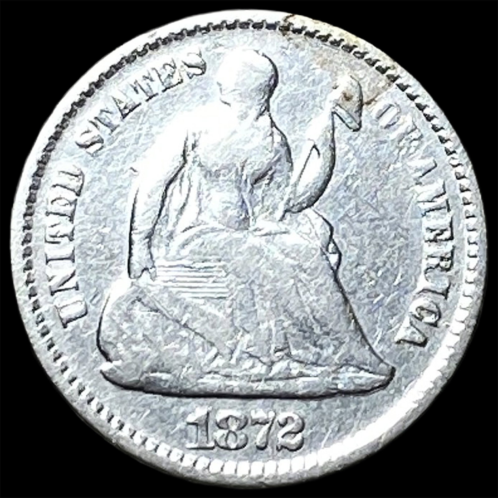 1872 Seated Liberty Half Dime ABOUT UNCIRCULATED: 1872 Seated Liberty Half Dime ABOUT UNCIRCULATED