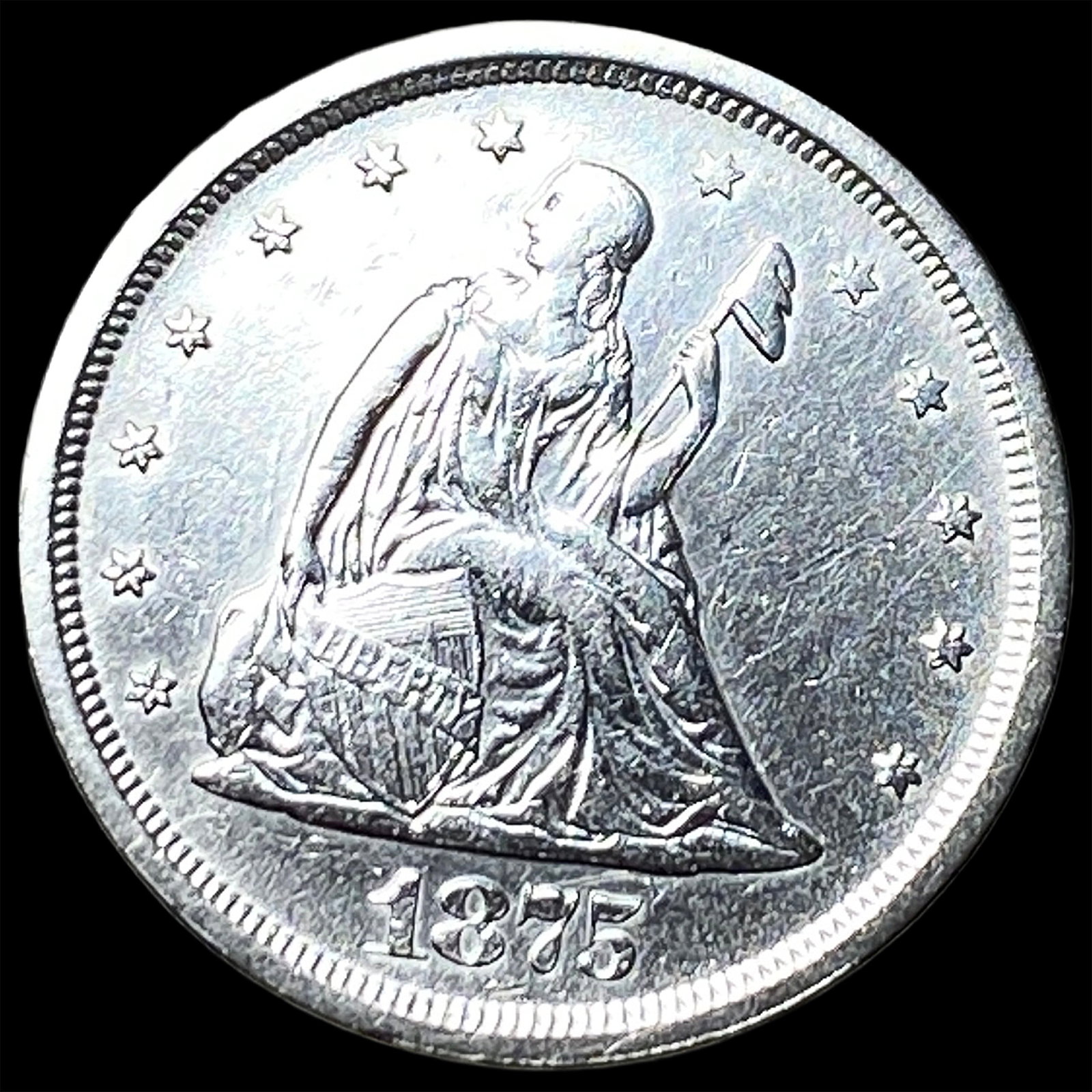 1875-S Silver Twenty Cents CLOSELY UNCIRCULATED: 1875-S Silver Twenty Cents CLOSELY UNCIRCULATED