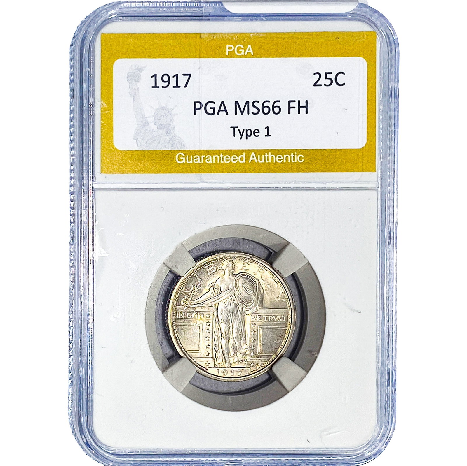 1917 Standing Liberty Quarter PGA MS66 FH Type 1: 1917 Standing Liberty Quarter PGA MS66 FH Type 1