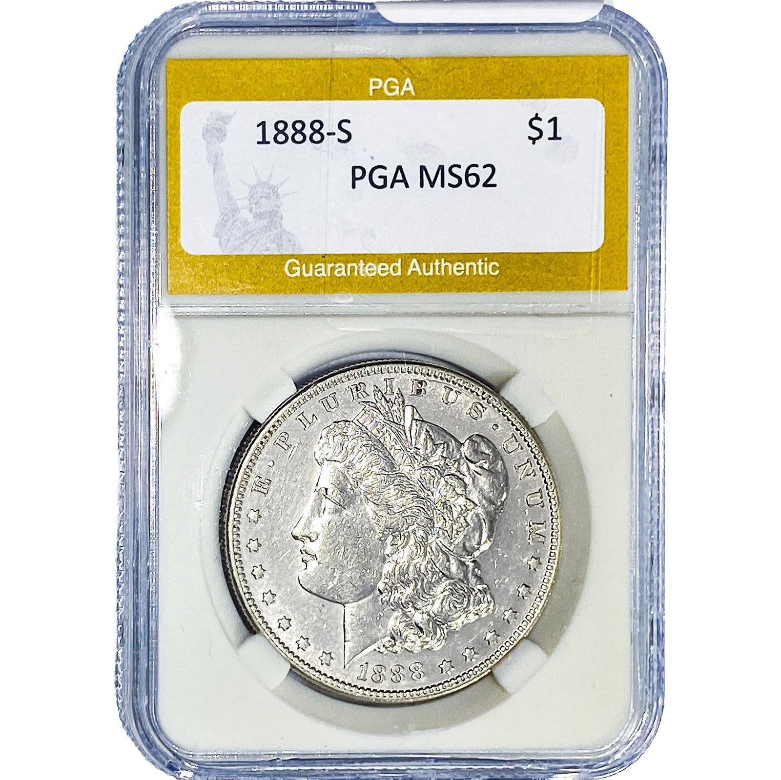 1888-S Morgan Silver Dollar PGA MS62: 1888-S Morgan Silver Dollar PGA MS62
