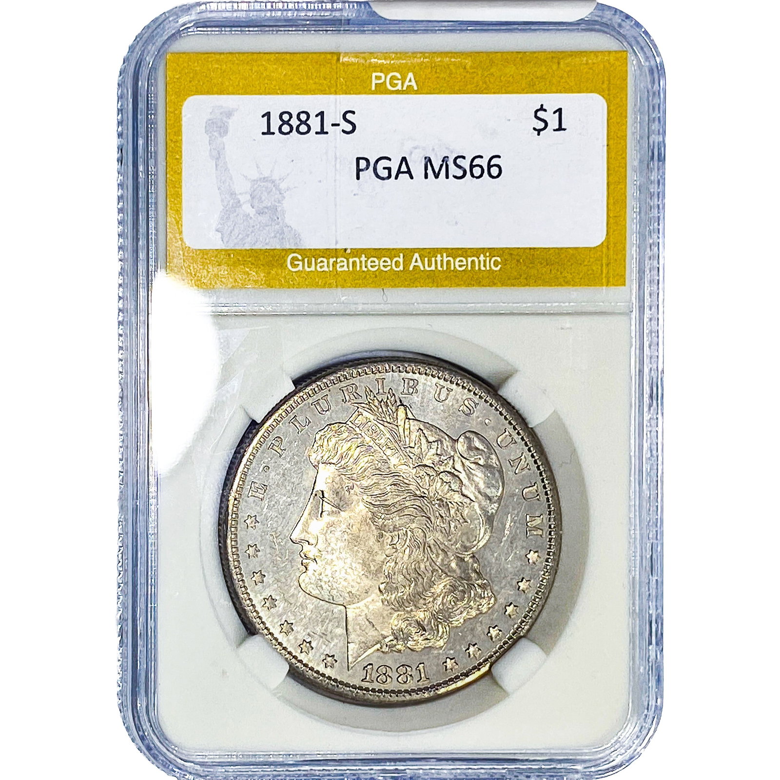 1881-S Morgan Silver Dollar PGA MS66: 1881-S Morgan Silver Dollar PGA MS66