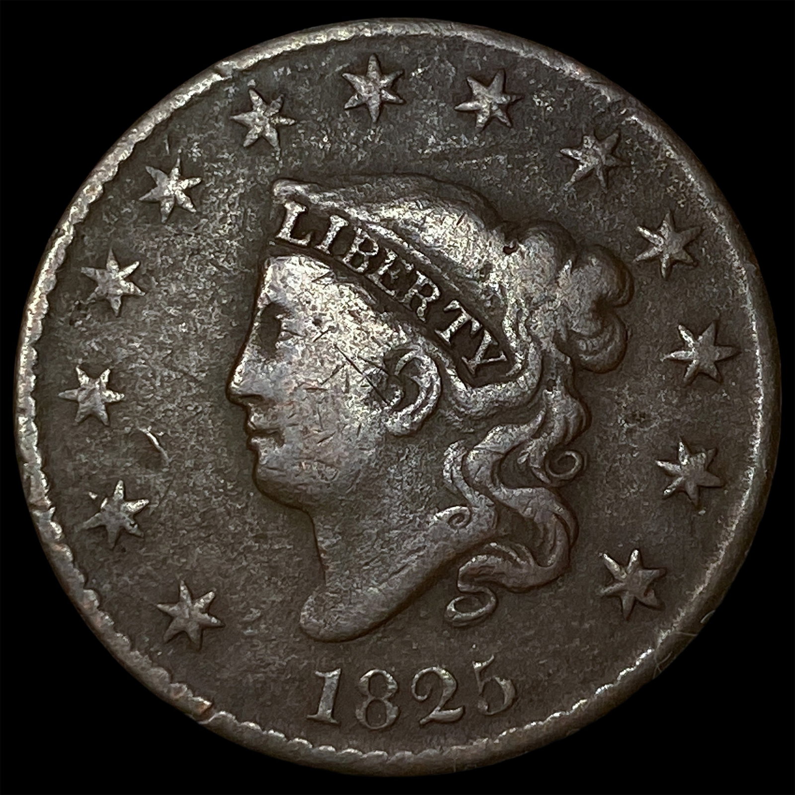 1825 Coronet Head Large Cent LIGHTLY CIRCULATED: 1825 Coronet Head Large Cent LIGHTLY CIRCULATED