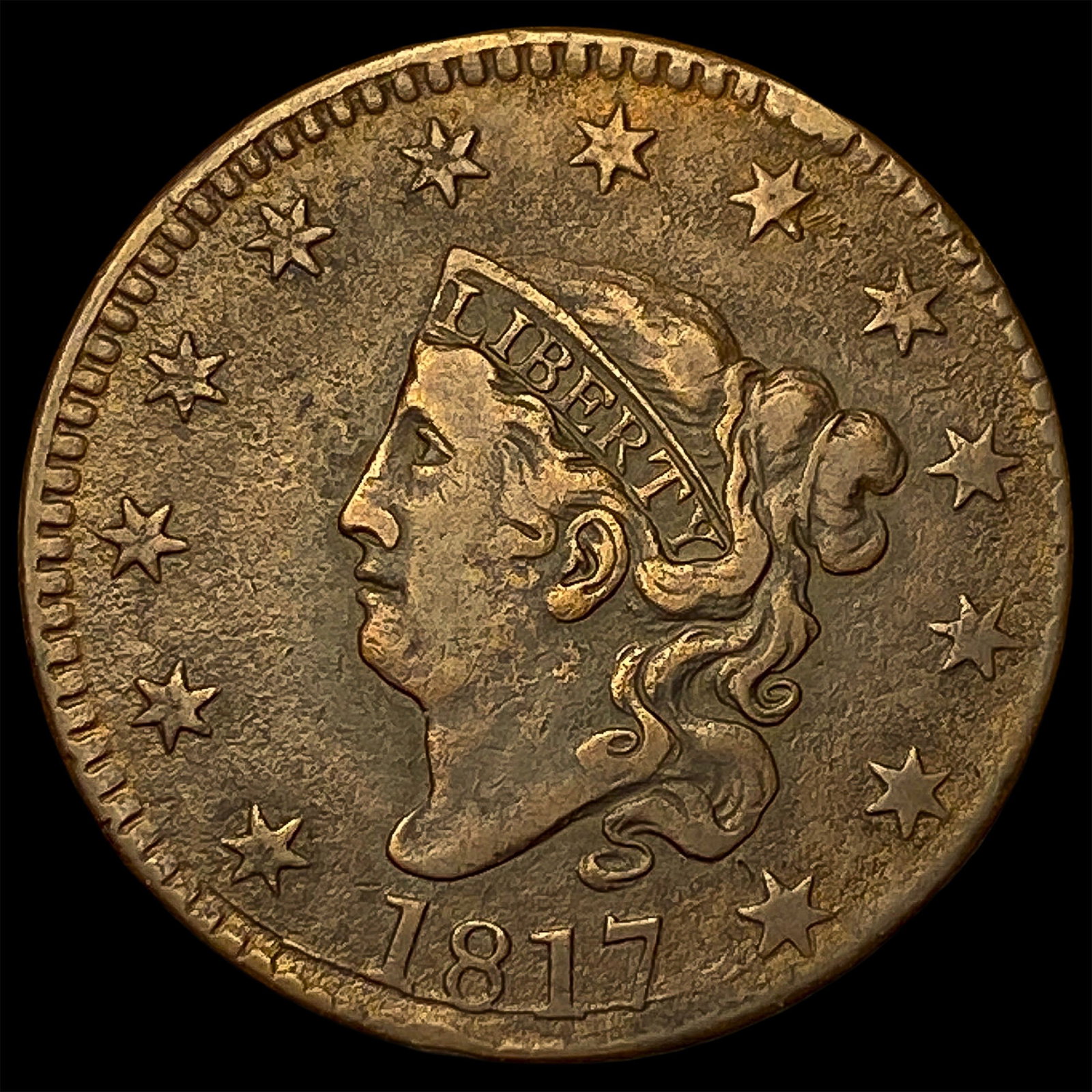 1817 Coronet Head Large Cent NEARLY UNCIRCULATED: 1817 Coronet Head Large Cent NEARLY UNCIRCULATED