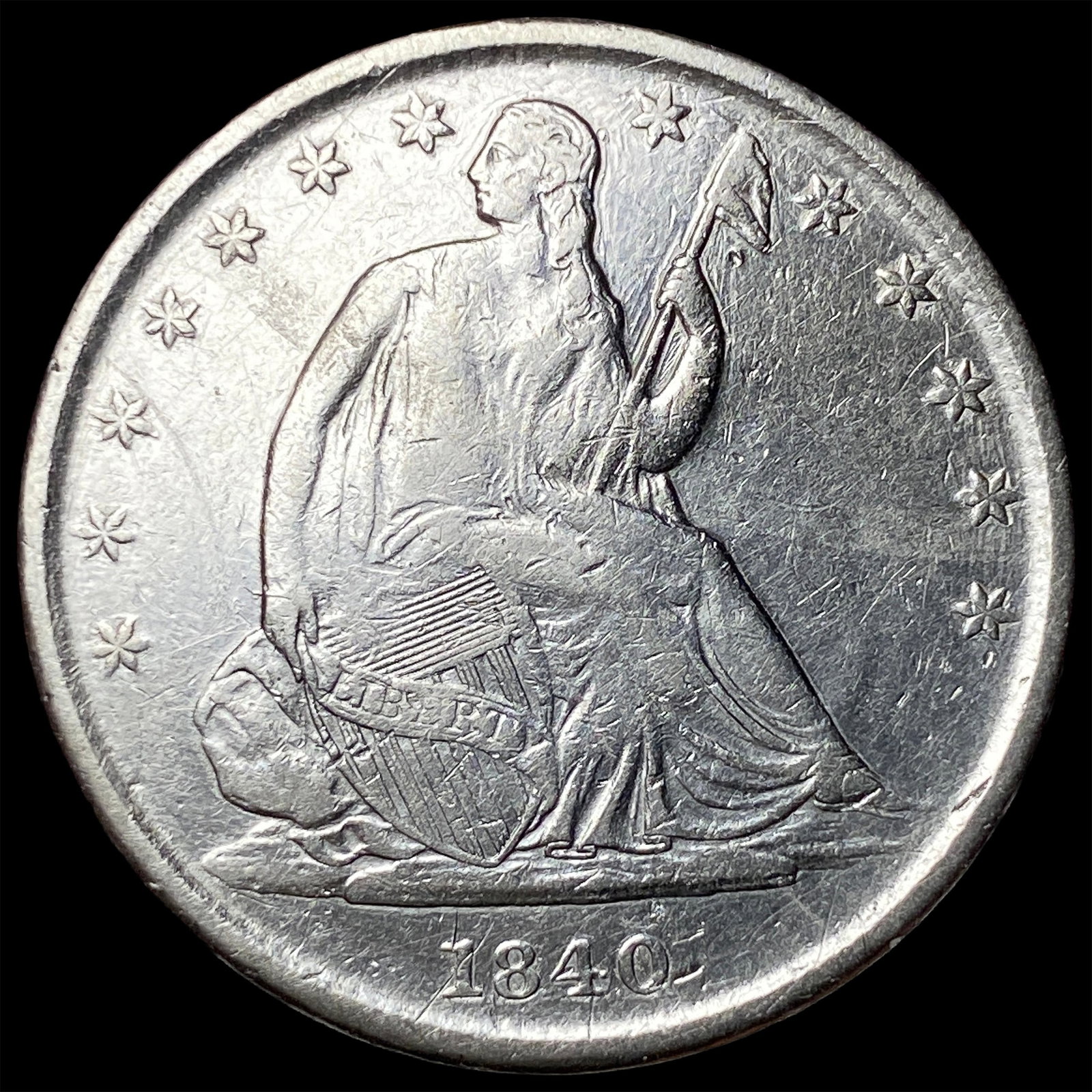 1840-O Silver Seated Liberty Half Dollar CLOSELY UNCIRCULATED: 1840-O Silver Seated Liberty Half Dollar CLOSELY UNCIRCULATED
