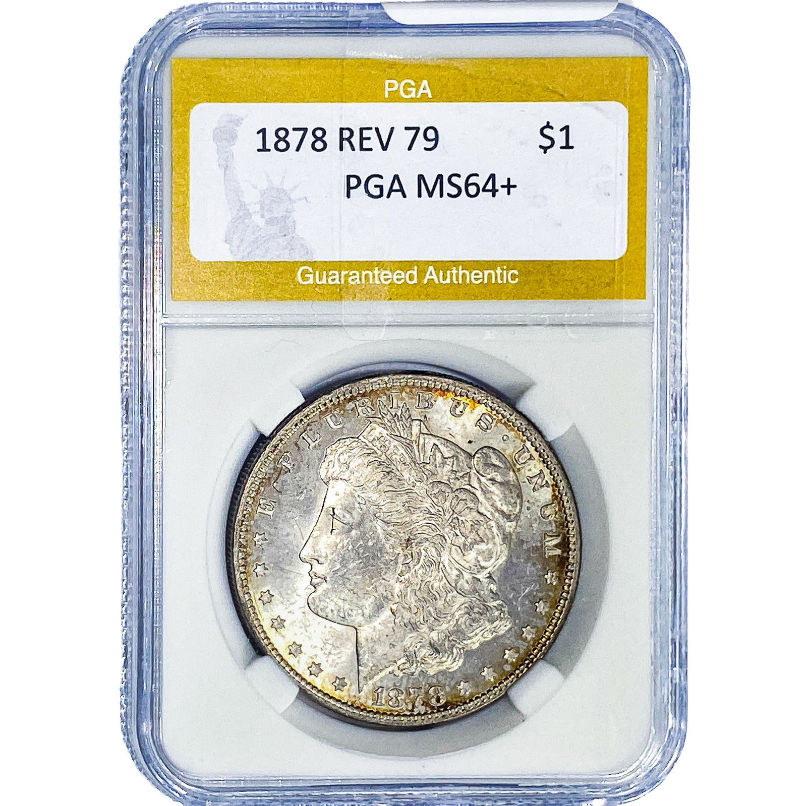 1878 REV 79 Morgan Silver Dollar PGA MS64+: 1878 REV 79 Morgan Silver Dollar PGA MS64+