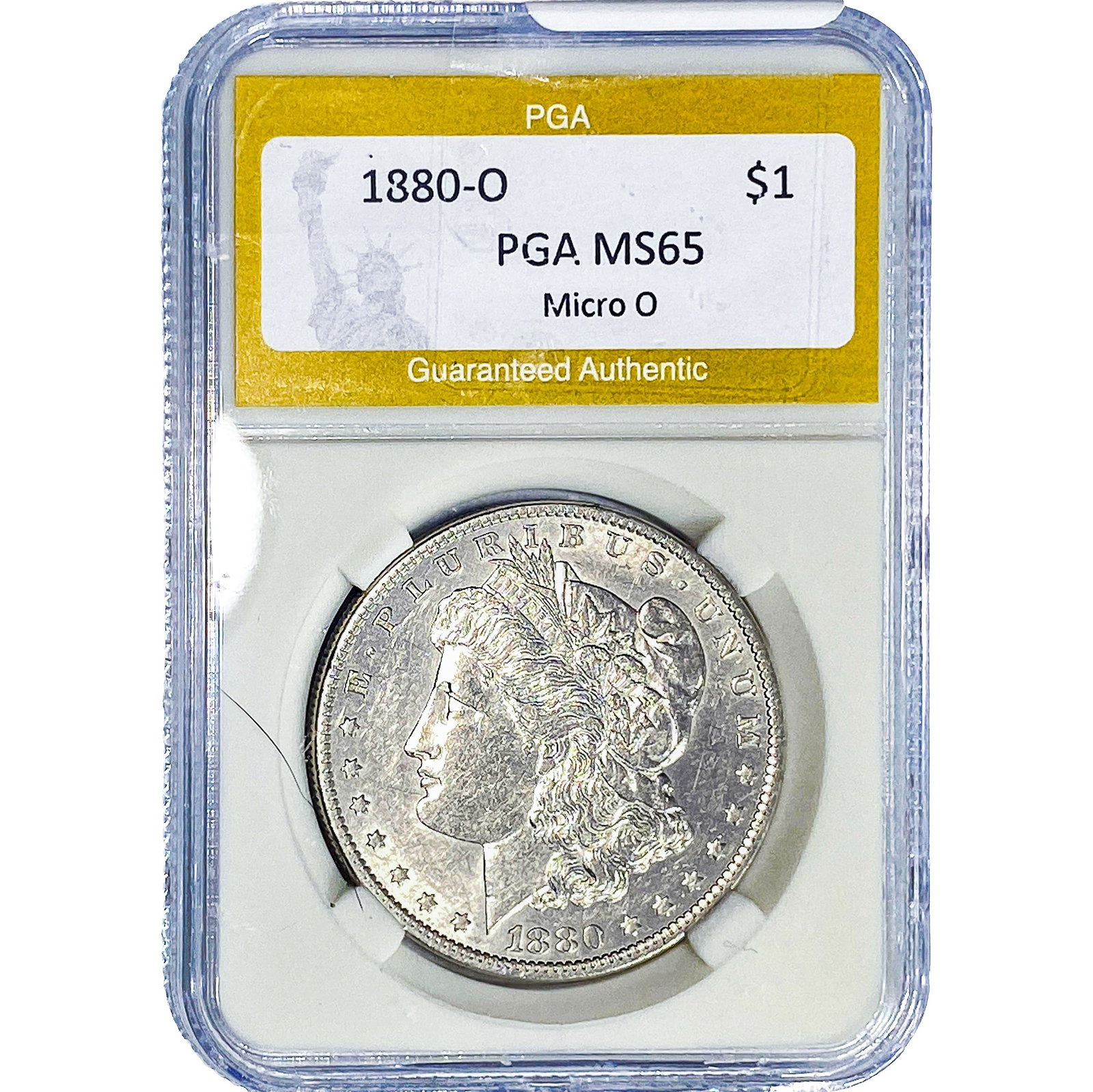 1880-O Morgan Silver Dollar PGA MS65 Micro O: 1880-O Morgan Silver Dollar PGA MS65 Micro O