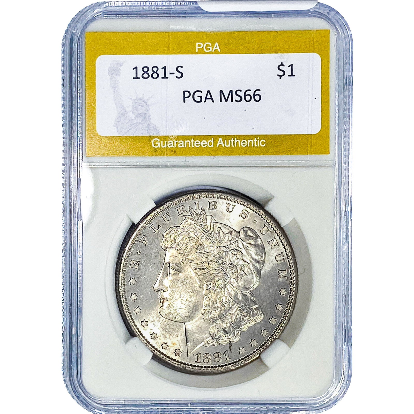 1881-S Morgan Silver Dollar PGA MS66: 1881-S Morgan Silver Dollar PGA MS66