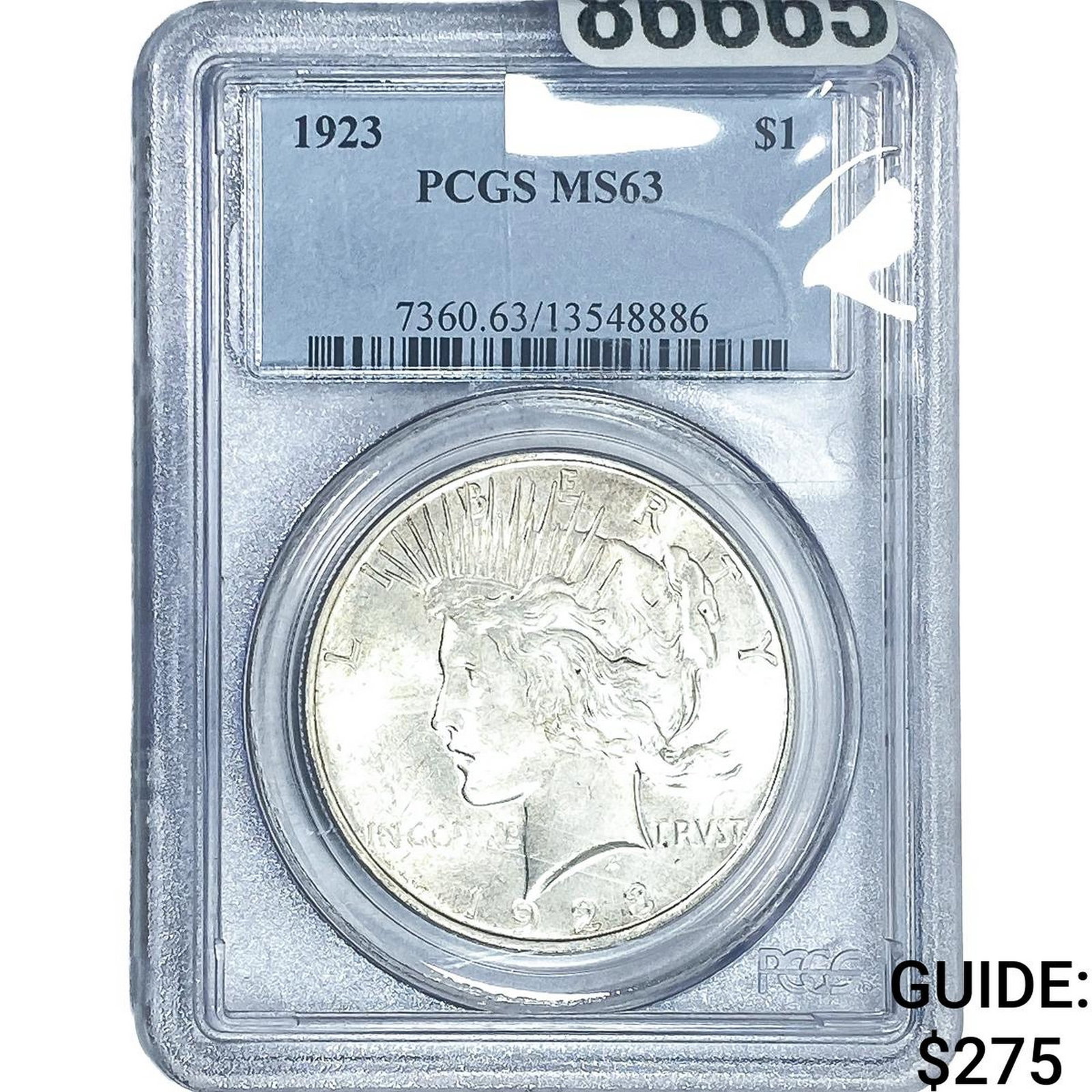 1923 Silver Peace Dollar PCGS MS63: 1923 Silver Peace Dollar PCGS MS63