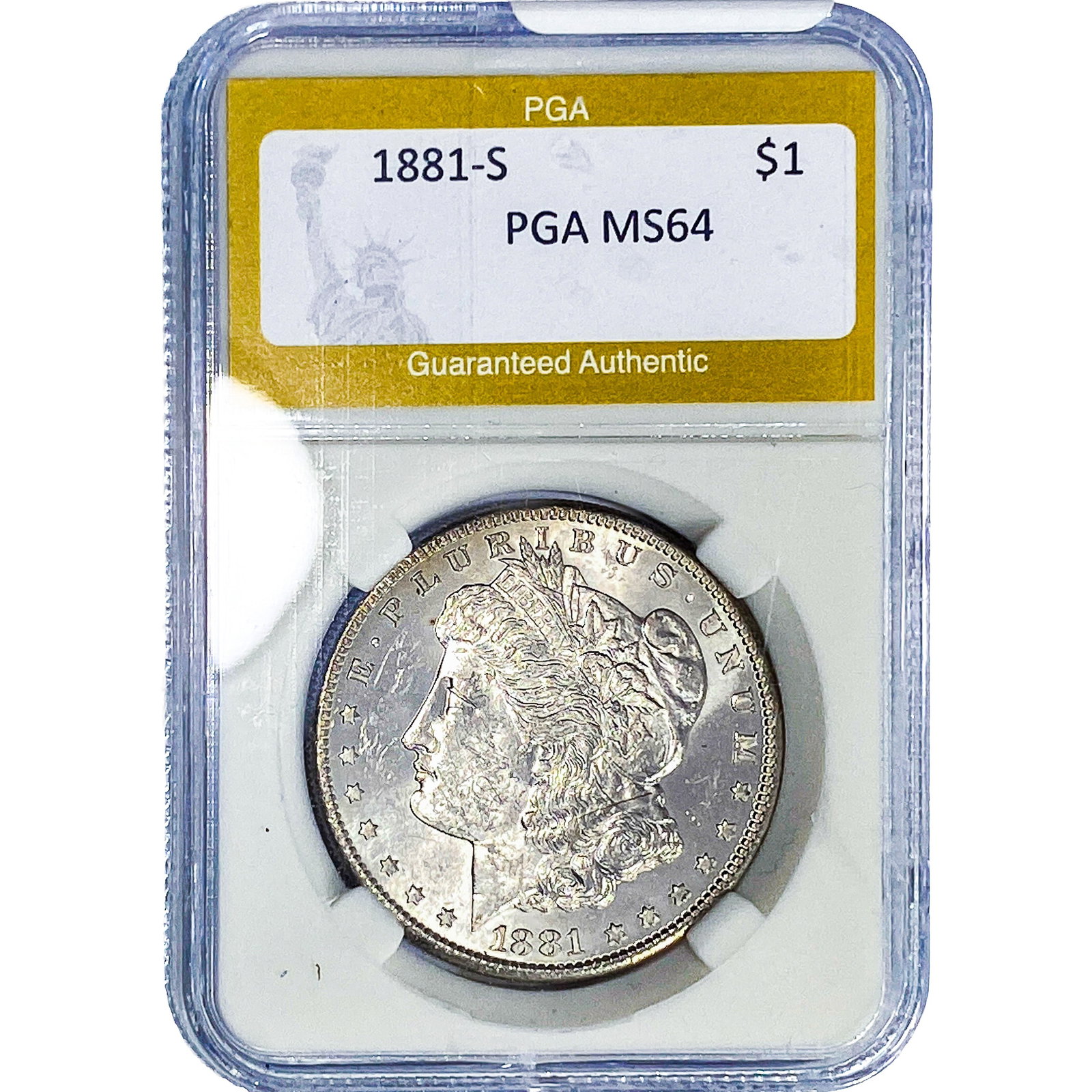 1881-S Morgan Silver Dollar PGA MS64: 1881-S Morgan Silver Dollar PGA MS64