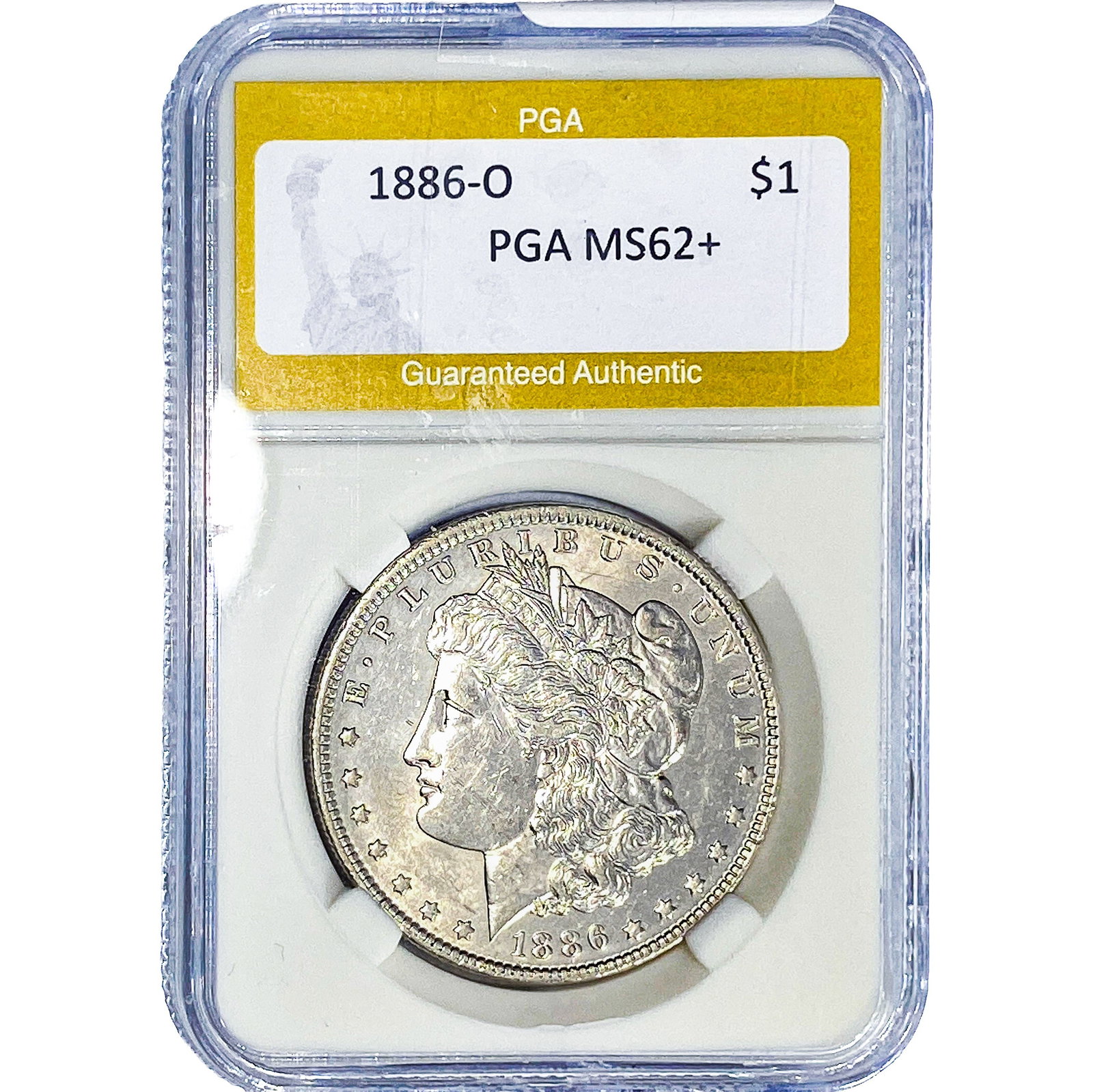 1886-O Morgan Silver Dollar PGA MS62+: 1886-O Morgan Silver Dollar PGA MS62+