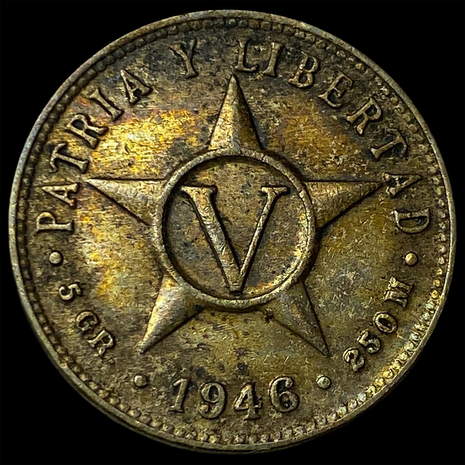1946 Cuba Copper Nickel 5 Centavos: 1946 Cuba Copper Nickel 5 Centavos