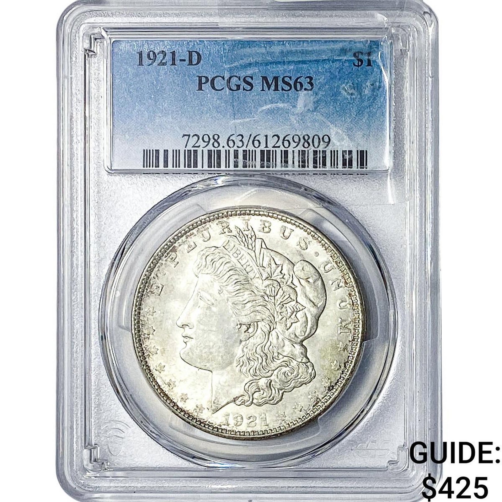 1921-D Morgan Silver Dollar PCGS MS63: 1921-D Morgan Silver Dollar PCGS MS63