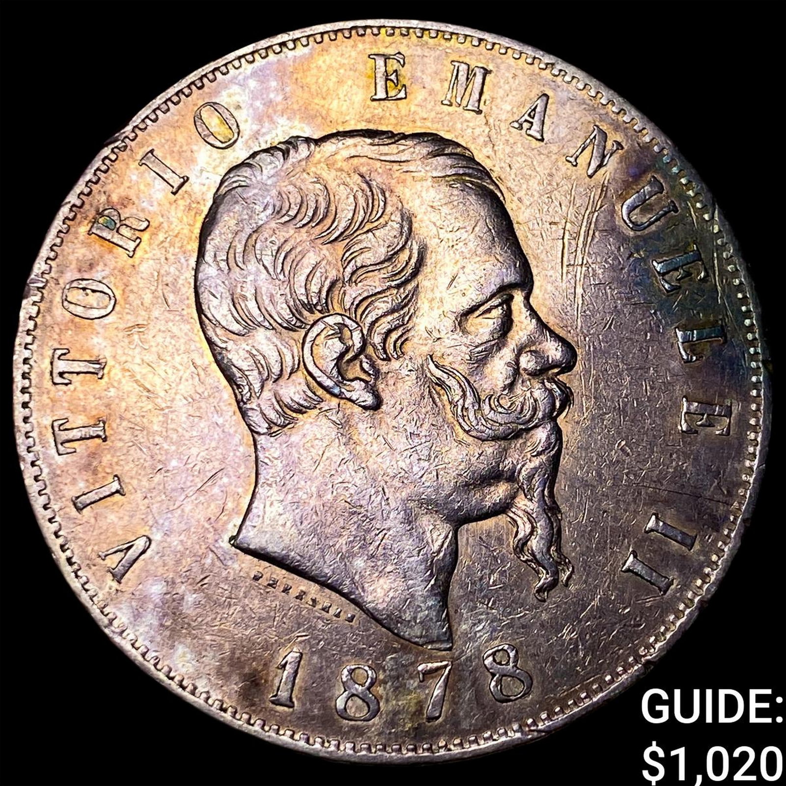 1878R Italy Silver 5 Lire: 1878R Italy Silver 5 Lire