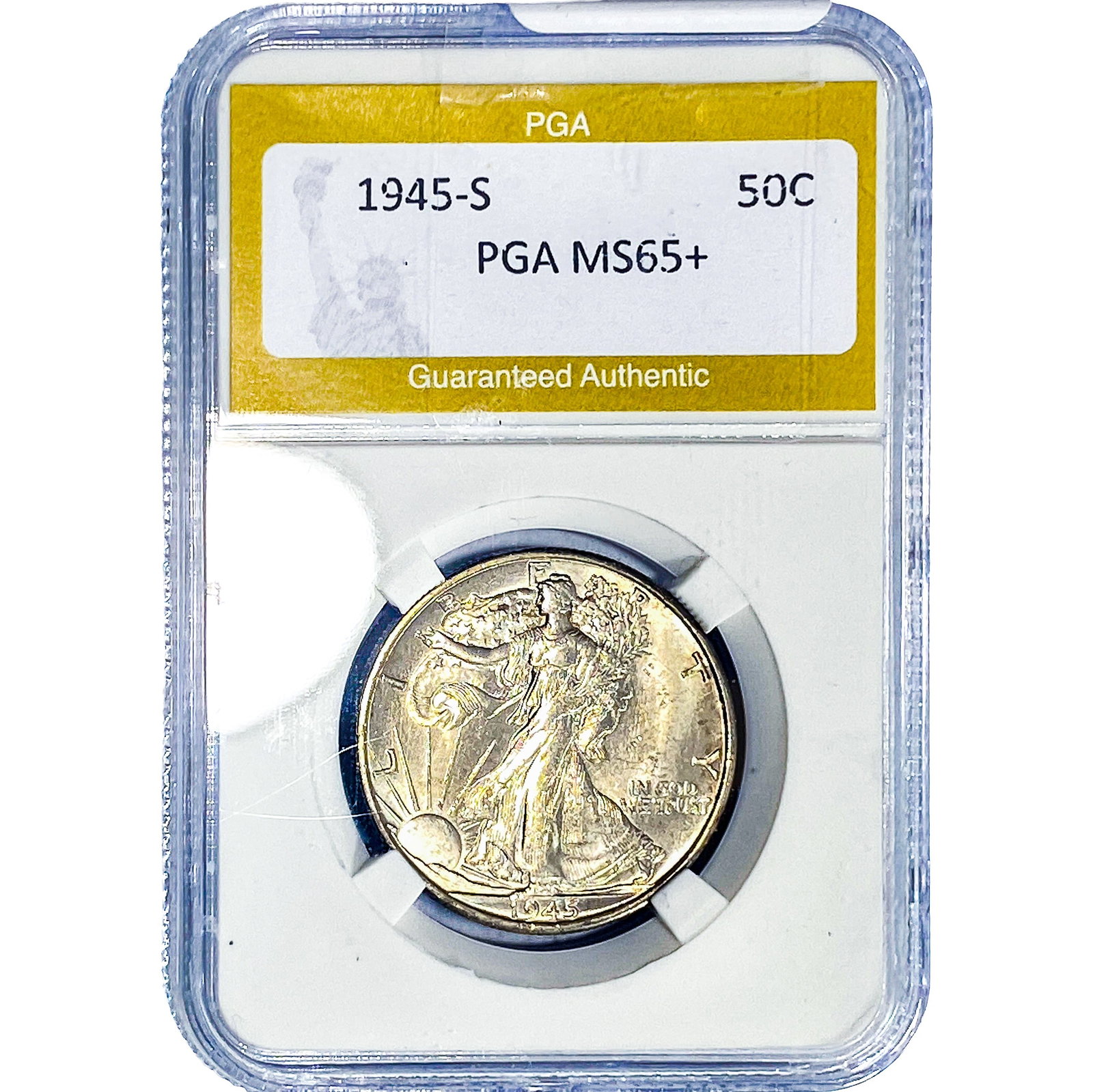 1945-S Walking Liberty Half Dollar PGA MS65+: 1945-S Walking Liberty Half Dollar PGA MS65+