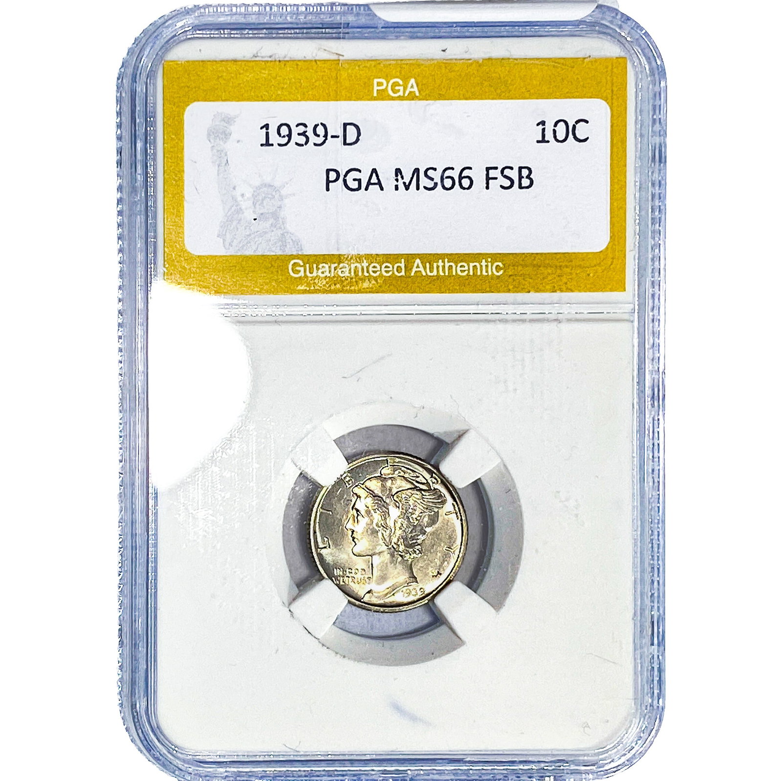 1939-D Mercury Silver Dime PGA MS66 FSB: 1939-D Mercury Silver Dime PGA MS66 FSB