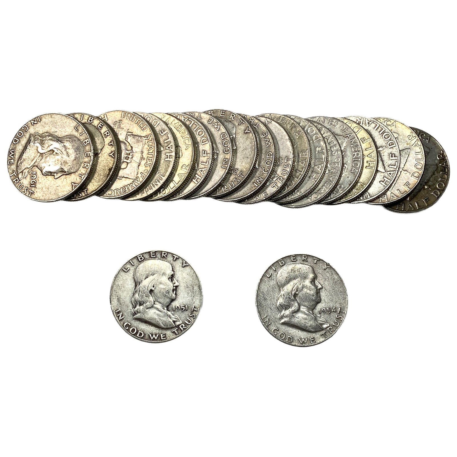[20 Coins] 1949-1963 Franklin Half Dollar (1 of 2)