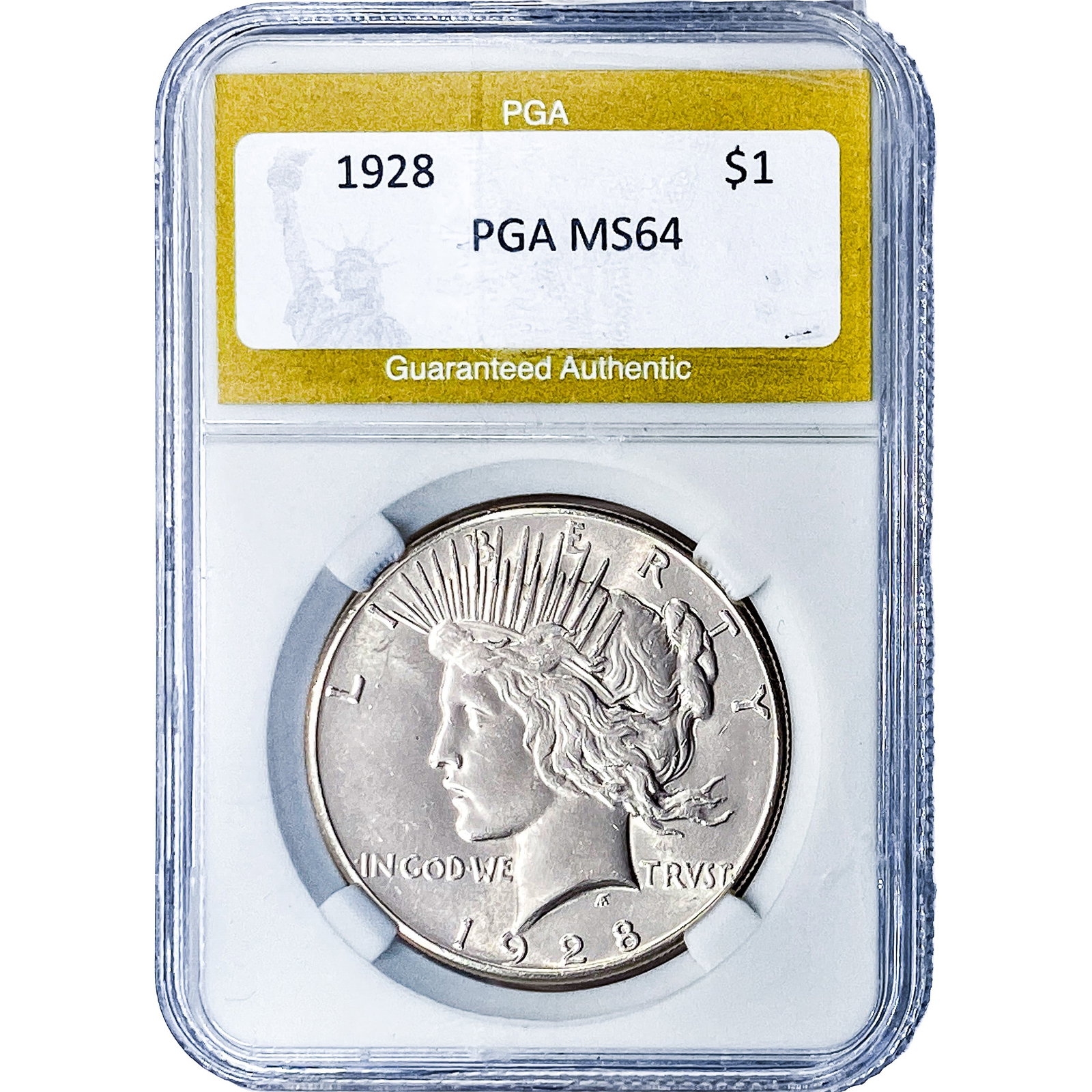 1928 Silver Peace Dollar PGA MS64: 1928 Silver Peace Dollar PGA MS64